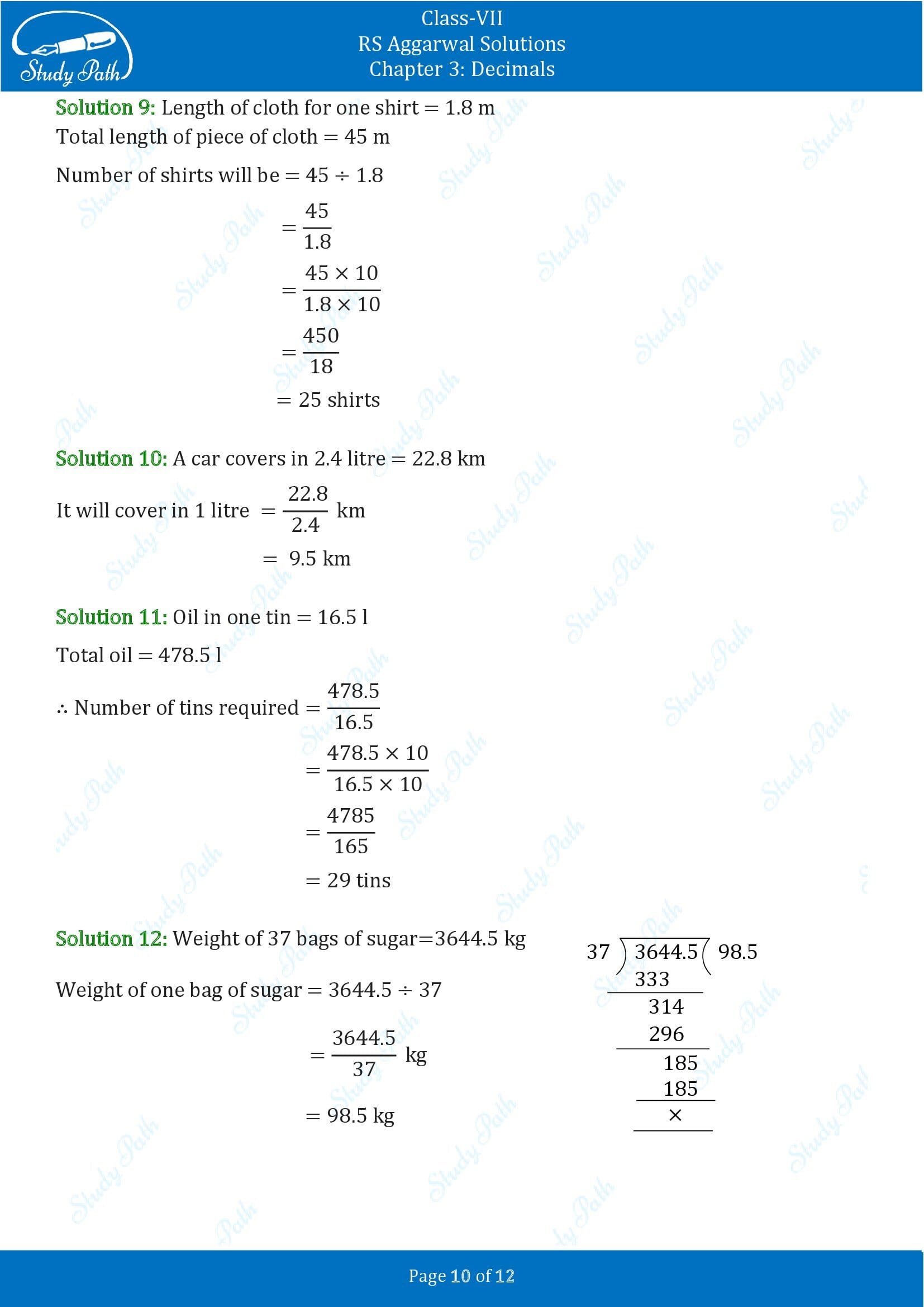 RS Aggarwal Solutions Class 7 Chapter 3 Decimals Exercise 3D 00010