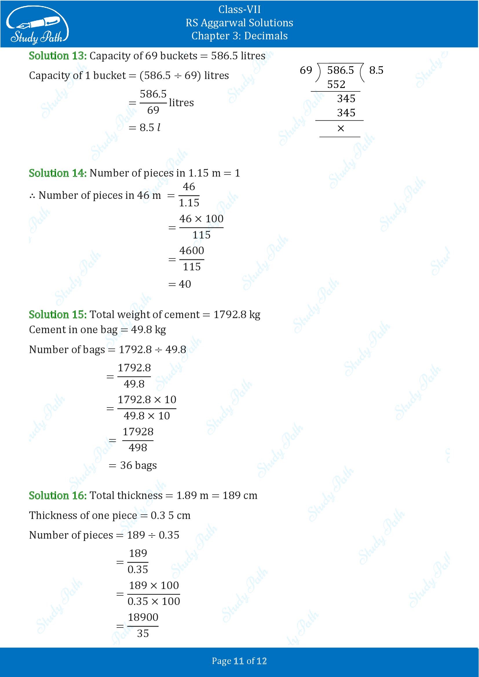RS Aggarwal Solutions Class 7 Chapter 3 Decimals Exercise 3D 00011