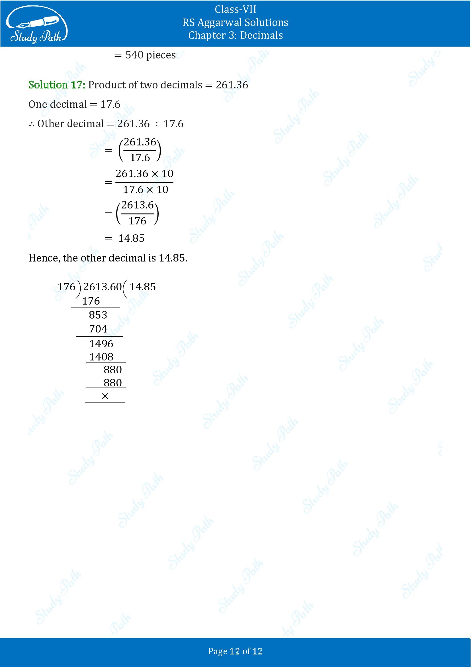 RS Aggarwal Solutions Class 7 Chapter 3 Decimals Exercise 3D 00012