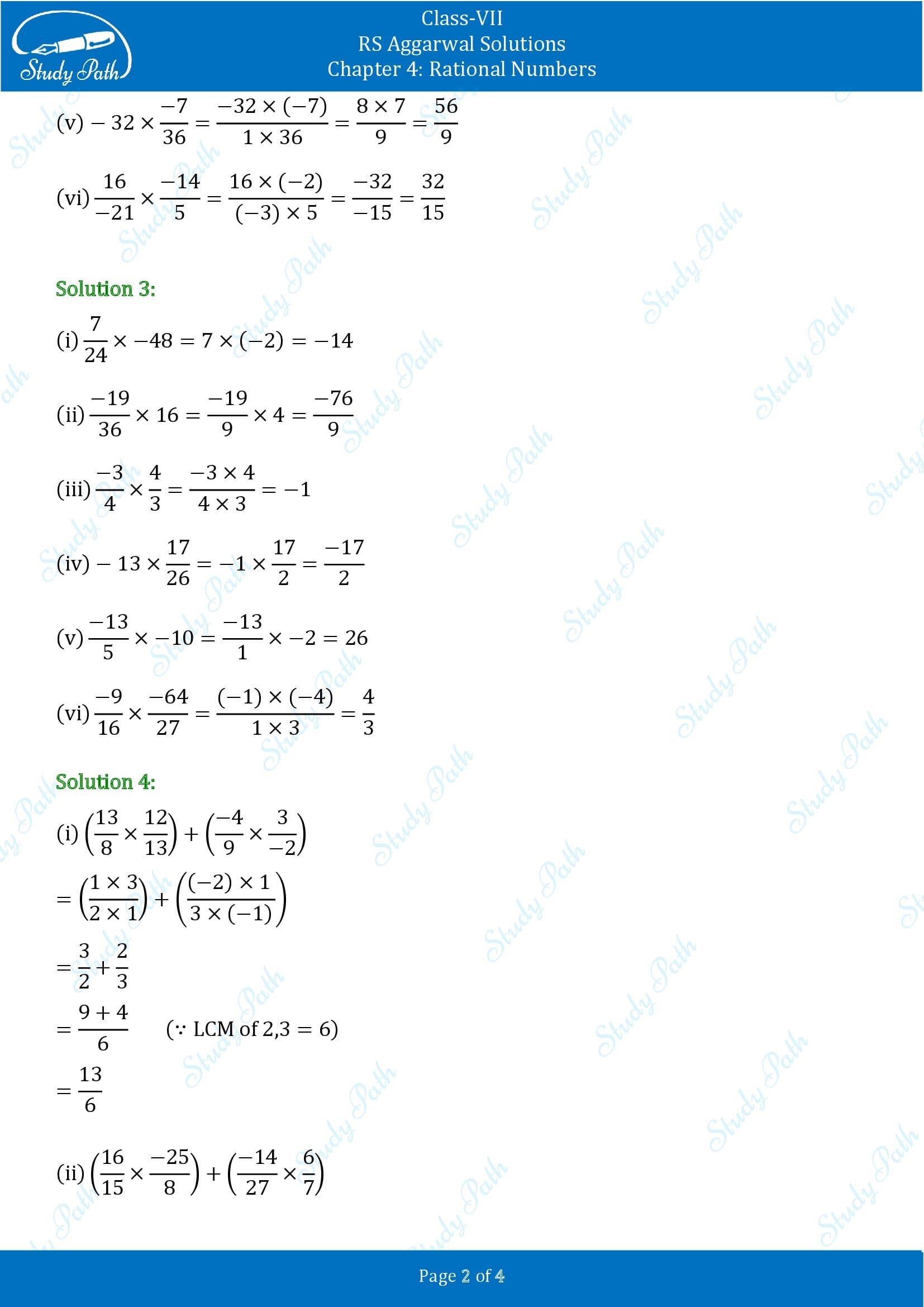 RS Aggarwal Solutions Class 7 Chapter 4 Rational Numbers Exercise 4E 00002