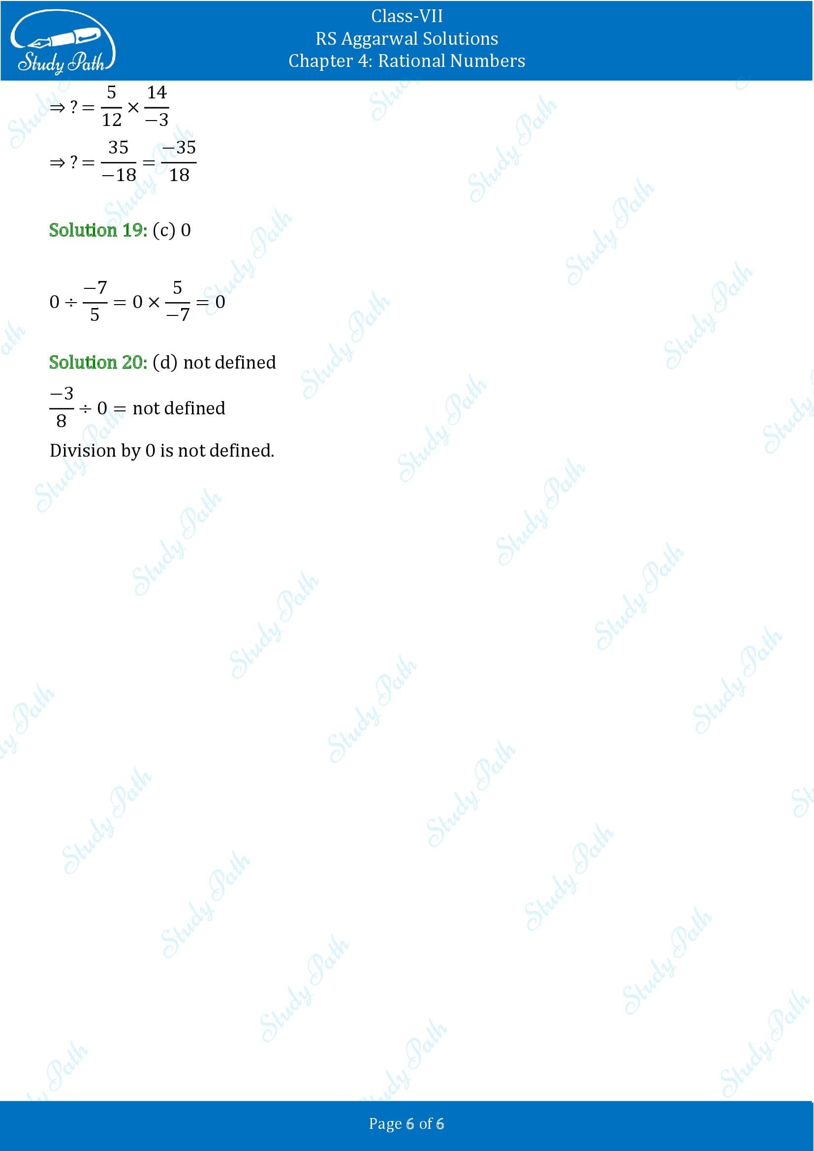 RS Aggarwal Solutions Class 7 Chapter 4 Rational Numbers Exercise 4G MCQ 0006
