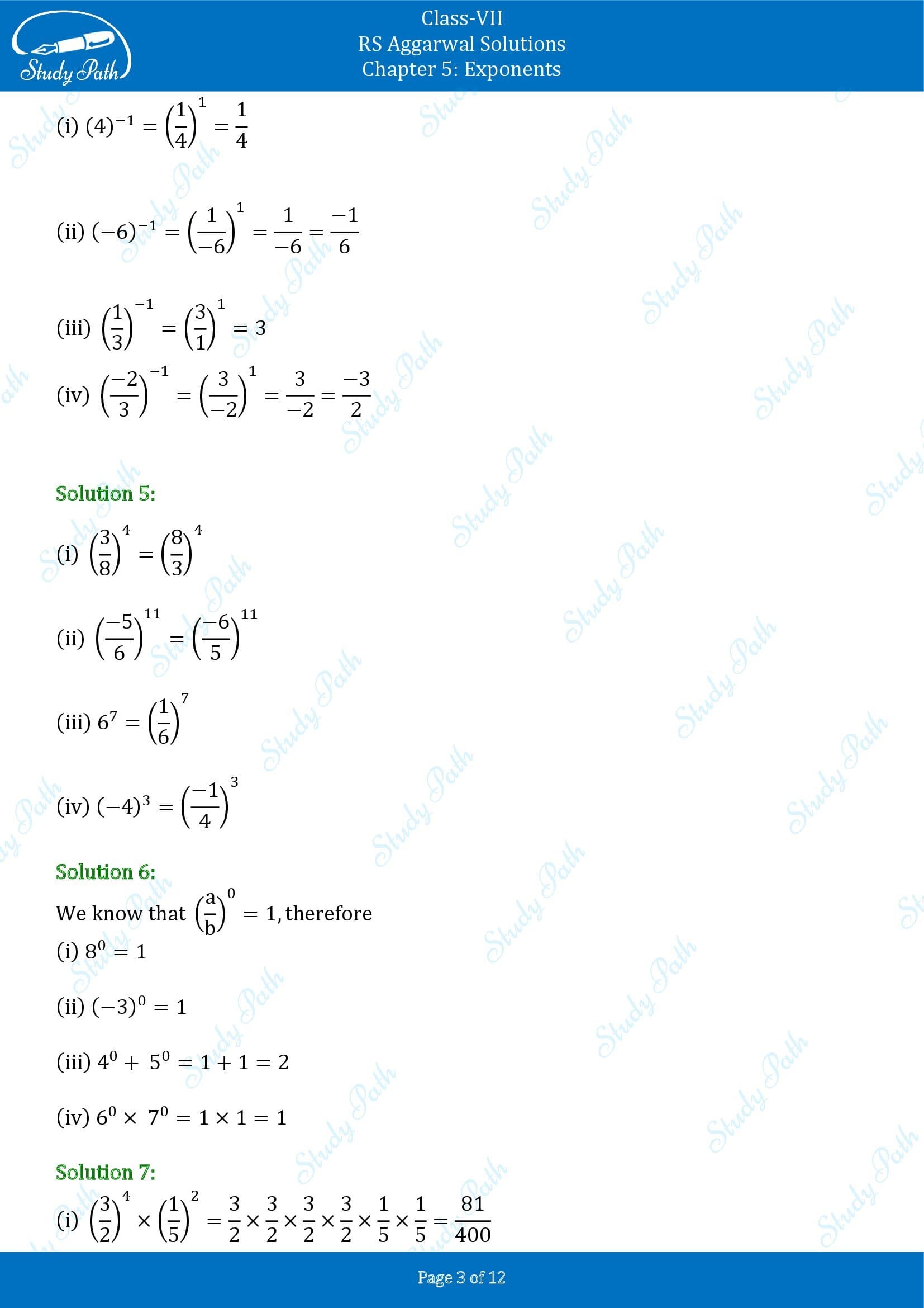 RS Aggarwal Solutions Class 7 Chapter 5 Exponents Exercise 5A 0003