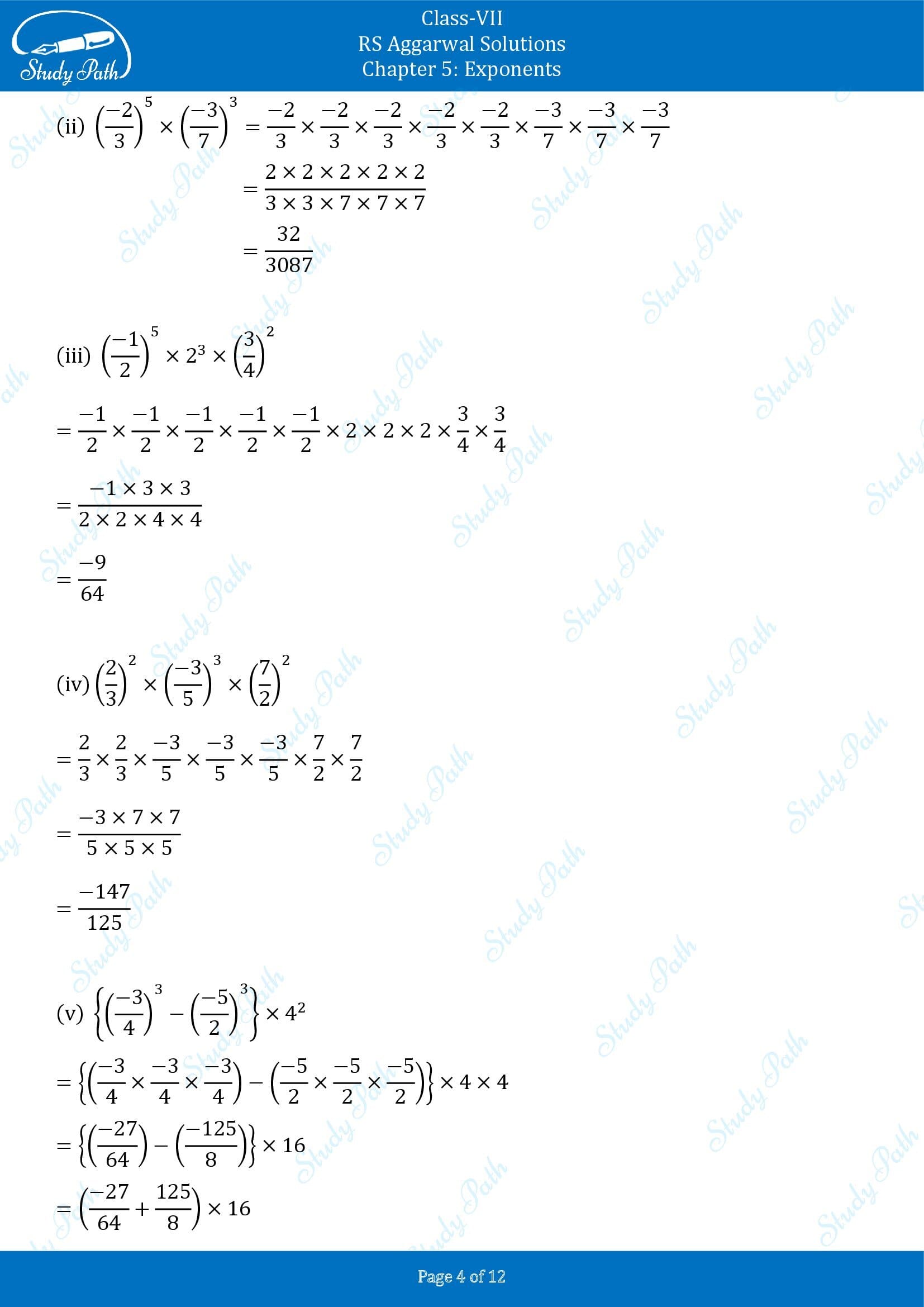 RS Aggarwal Solutions Class 7 Chapter 5 Exponents Exercise 5A 0004