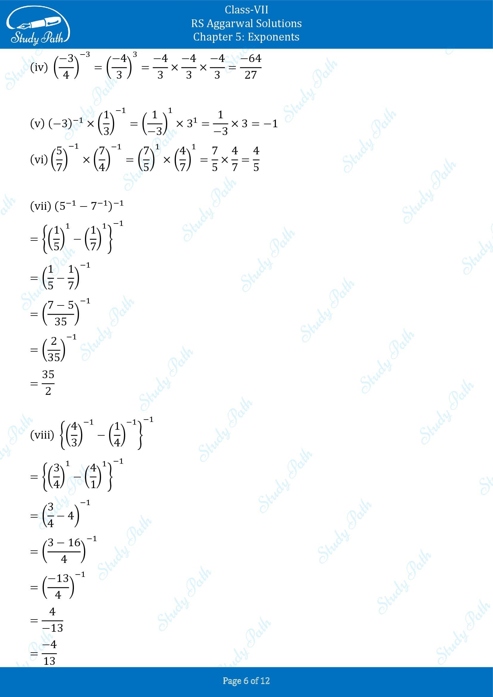 RS Aggarwal Solutions Class 7 Chapter 5 Exponents Exercise 5A 0006