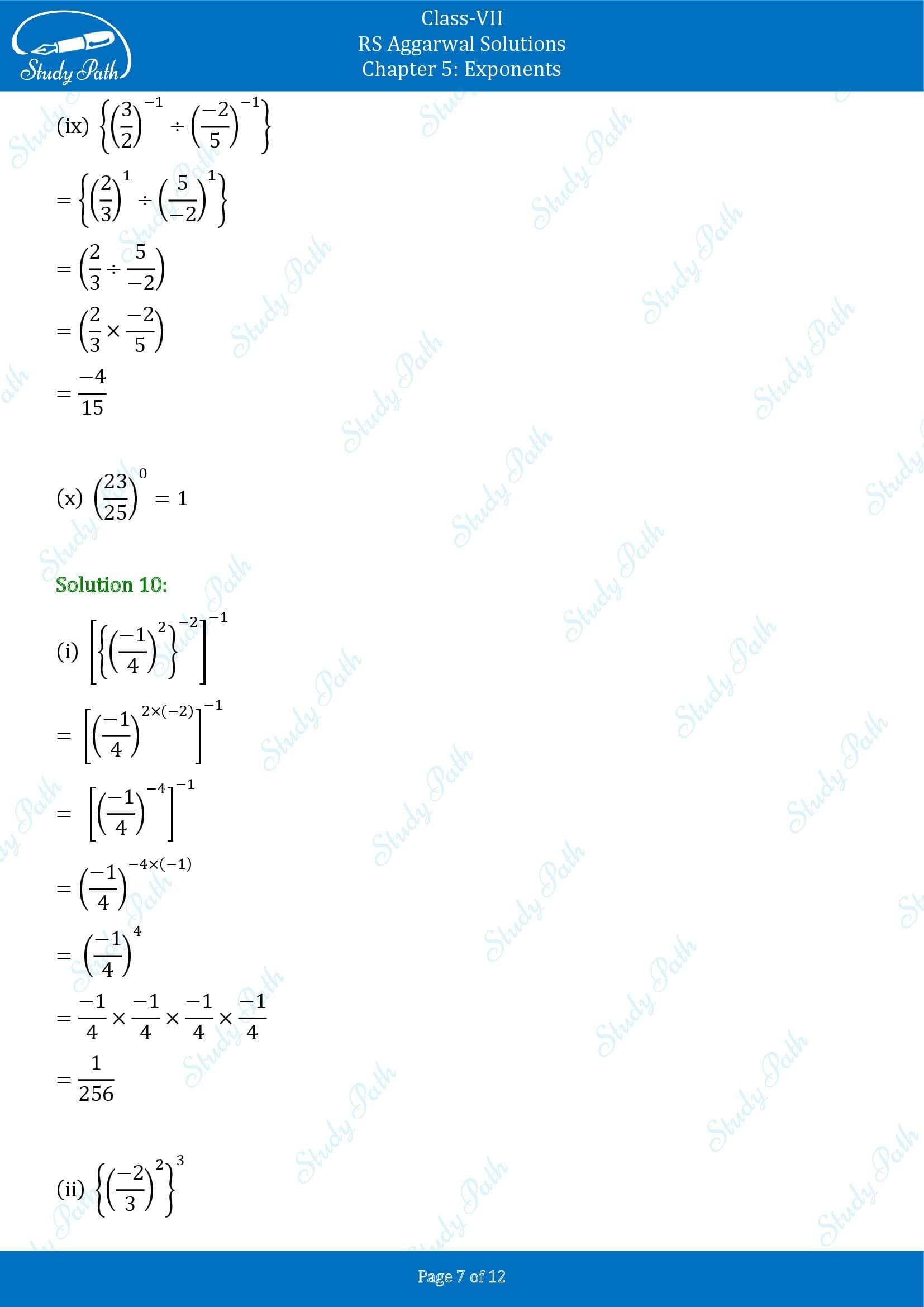 RS Aggarwal Solutions Class 7 Chapter 5 Exponents Exercise 5A 0007