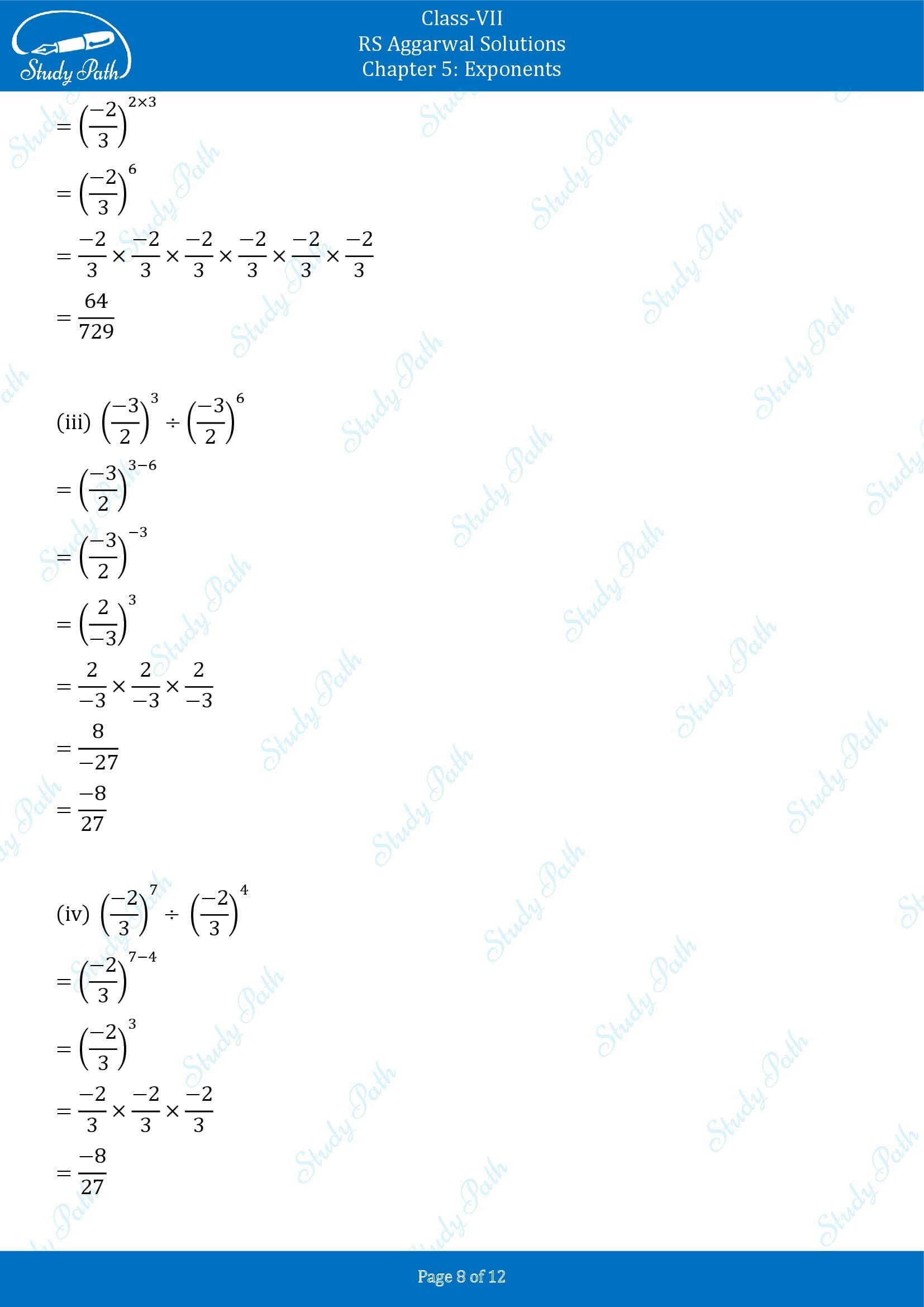 RS Aggarwal Solutions Class 7 Chapter 5 Exponents Exercise 5A 0008