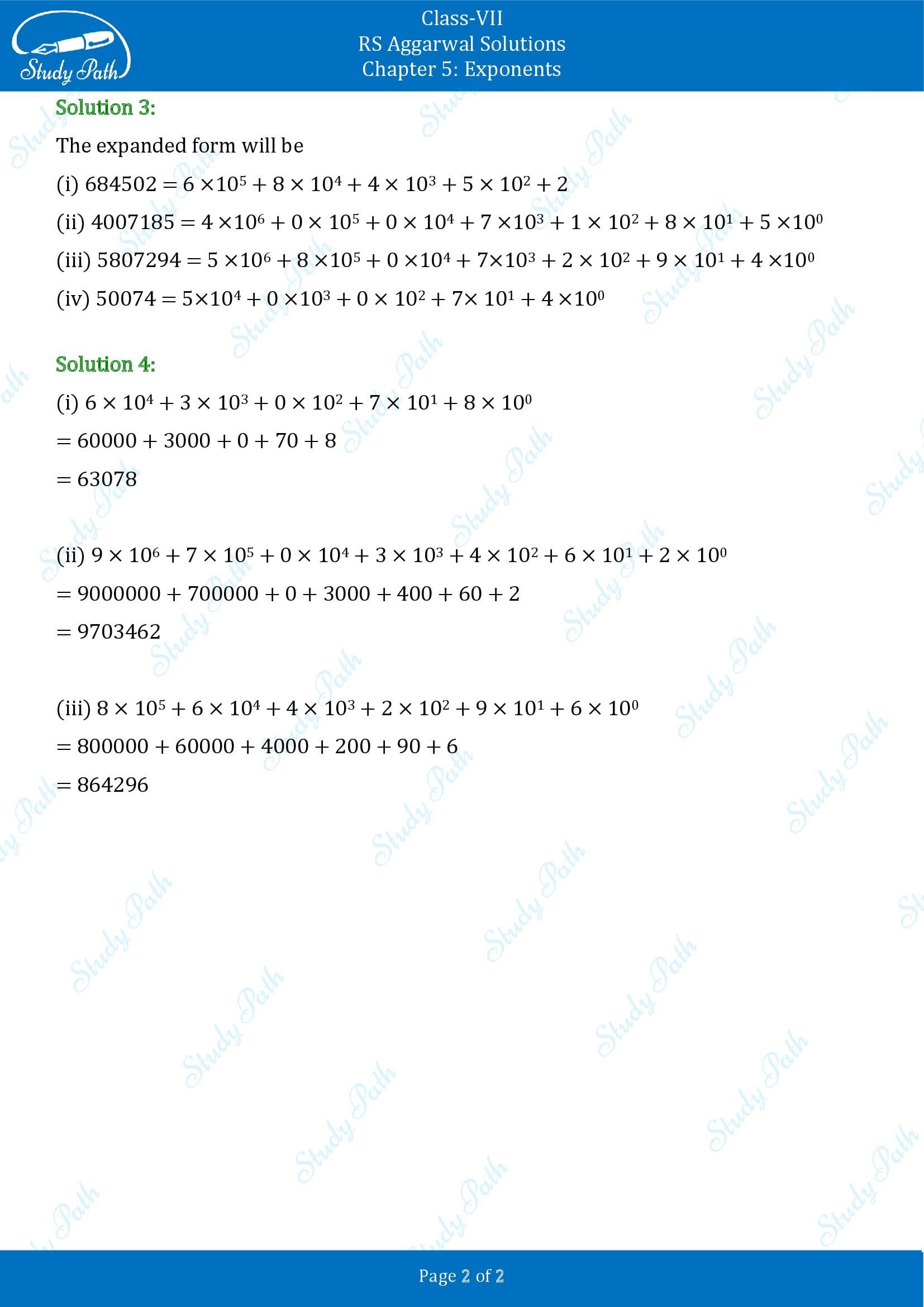 RS Aggarwal Solutions Class 7 Chapter 5 Exponents Exercise 5B 002