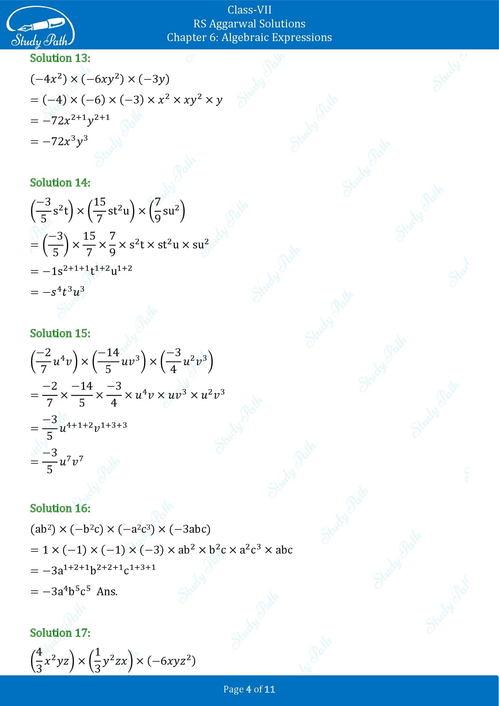 RS Aggarwal Solutions Class 7 Chapter 6 Algebraic Expresions Exercise 6B 0004