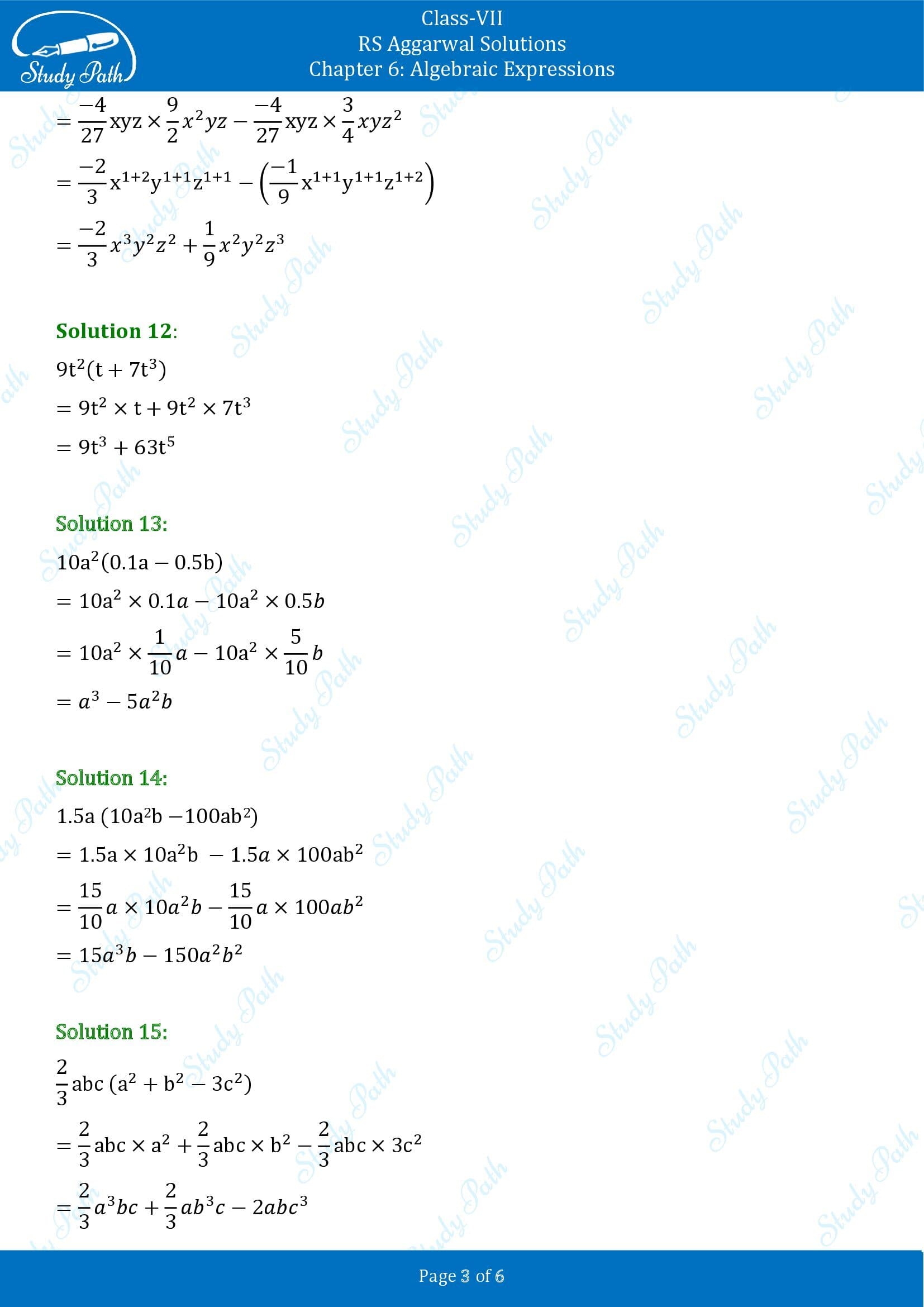 RS Aggarwal Solutions Class 7 Chapter 6 Algebraic Expresions Exercise 6C 0003