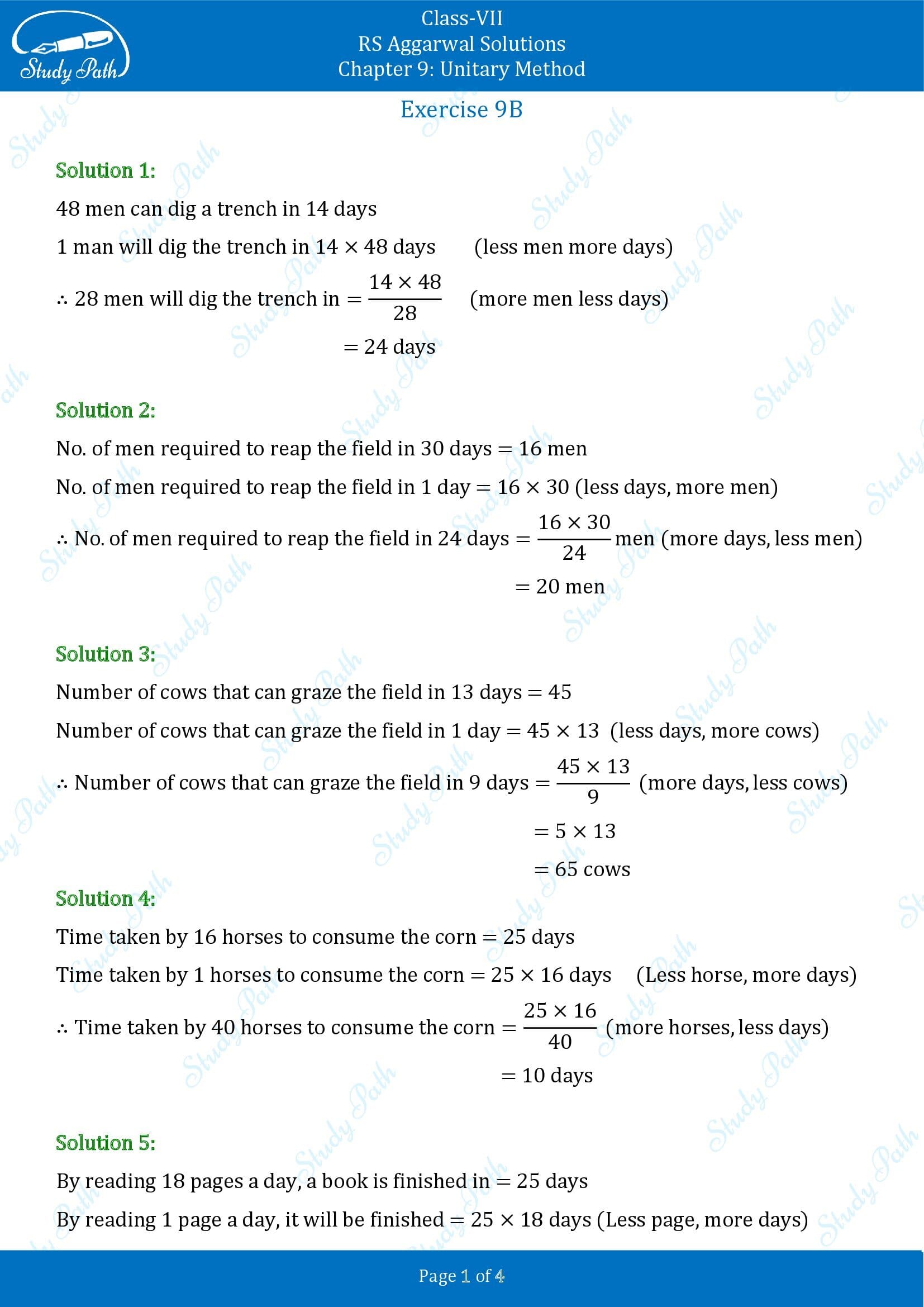 RS Aggarwal Solutions Class 7 Chapter 9 Unitary Method Exercise 9B 00001