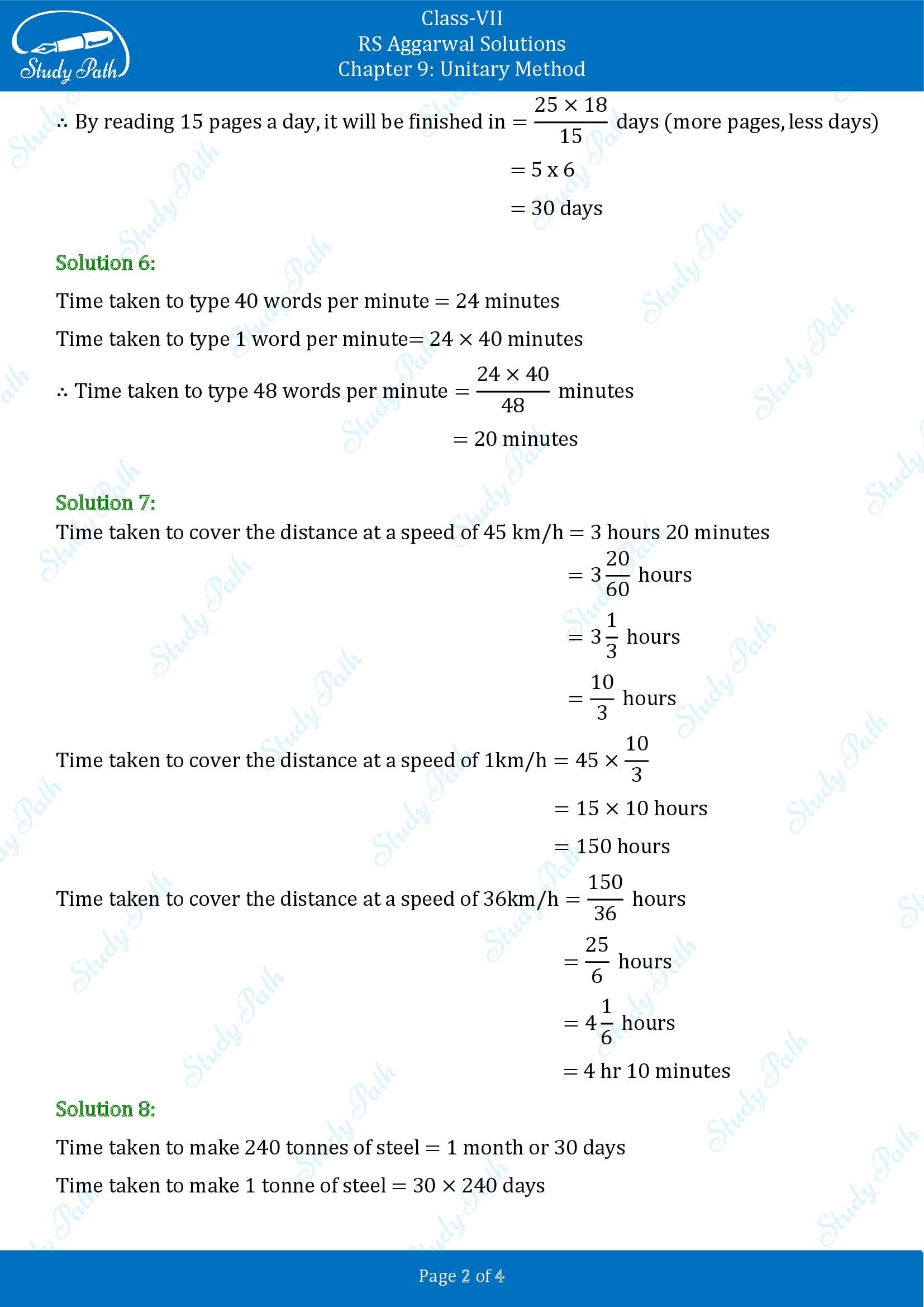 RS Aggarwal Solutions Class 7 Chapter 9 Unitary Method Exercise 9B 00002