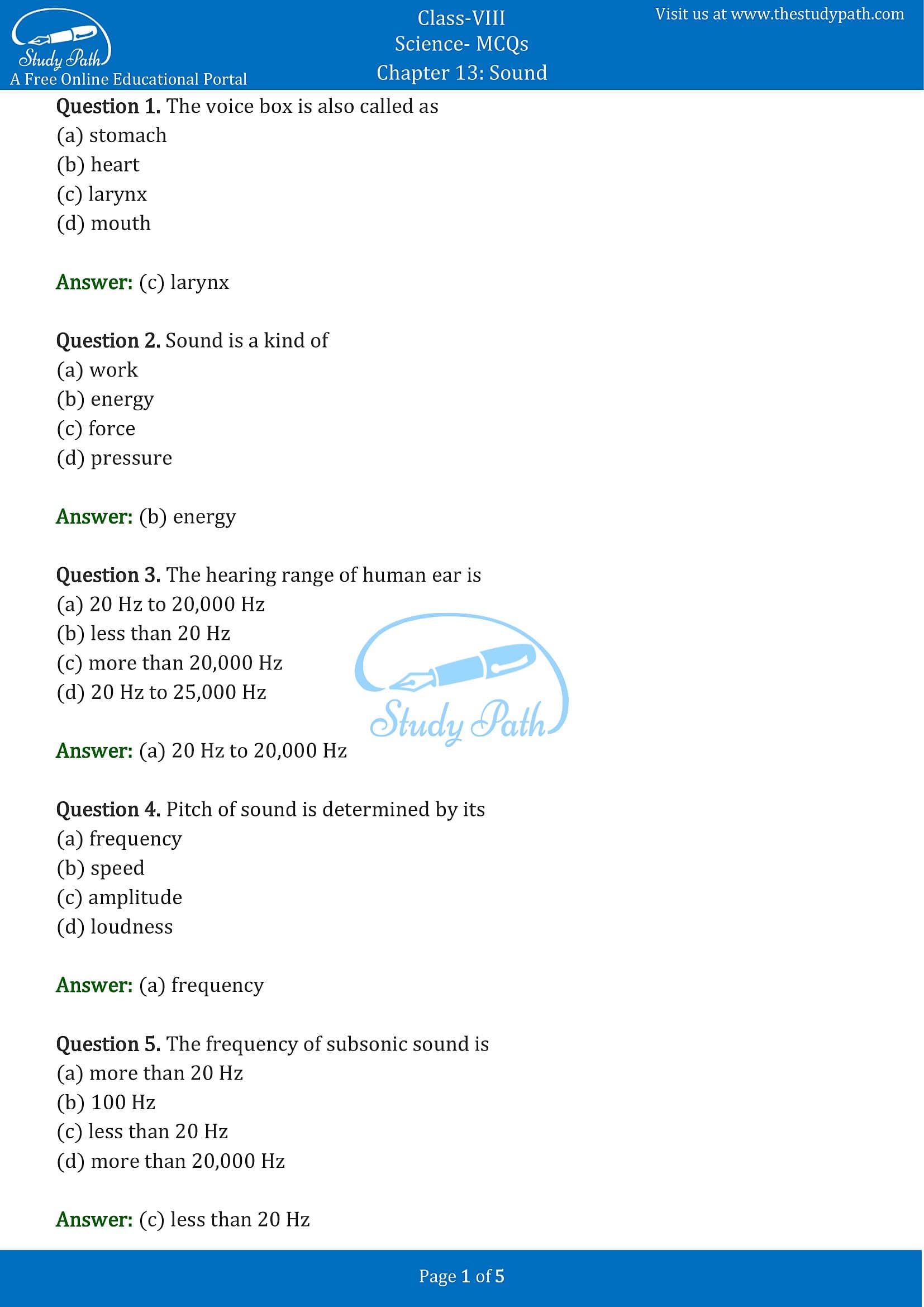 case study questions on sound class 8