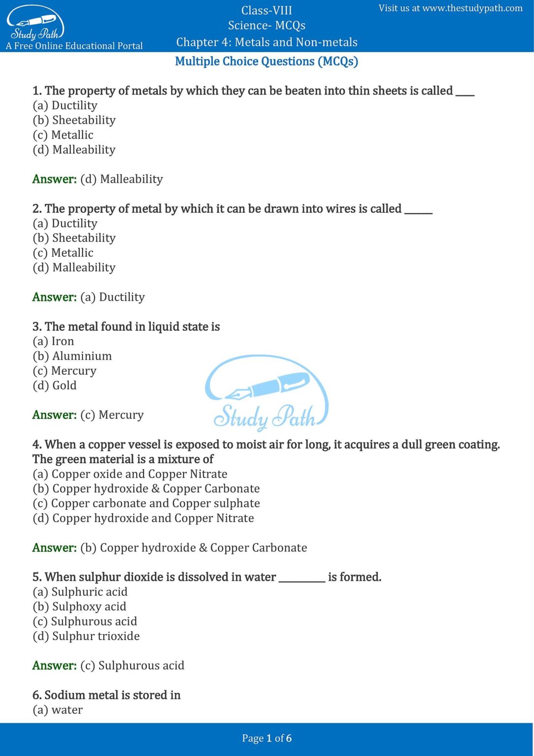 class 8 science case study questions pdf