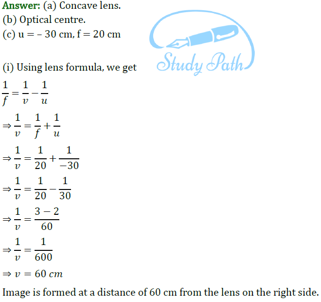 Class 10 Chapter 10 Light Reflection and Refraction Extra Question 54 i