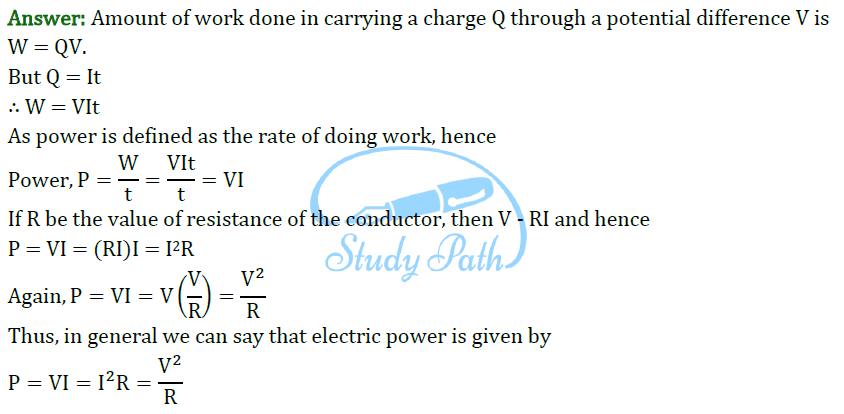 Class 10 Science Chapter 12 Electricity Important Question 12