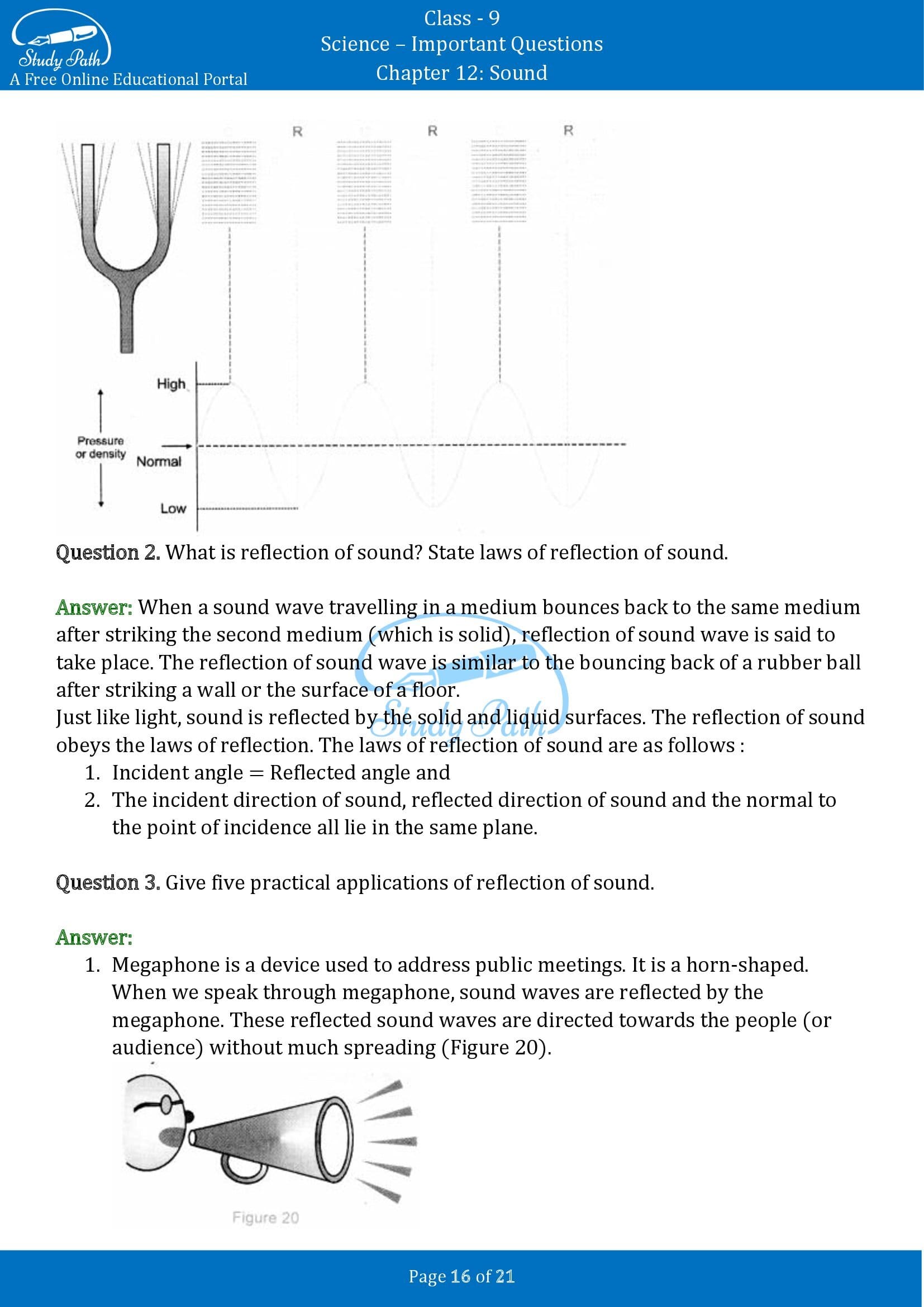 Important Questions for Class 9 Science Chapter 12 Sound 00016