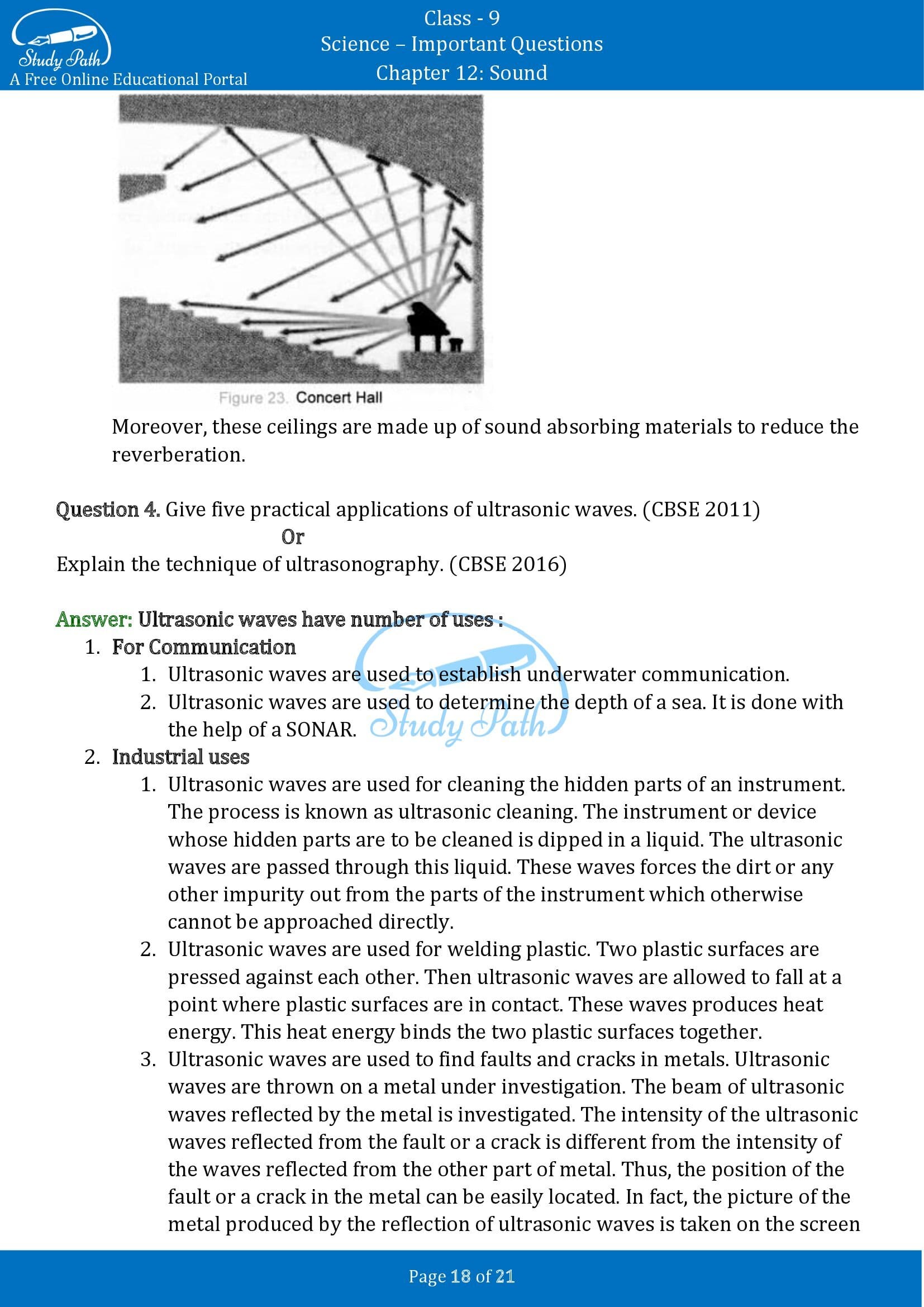 Important Questions for Class 9 Science Chapter 12 Sound 00018