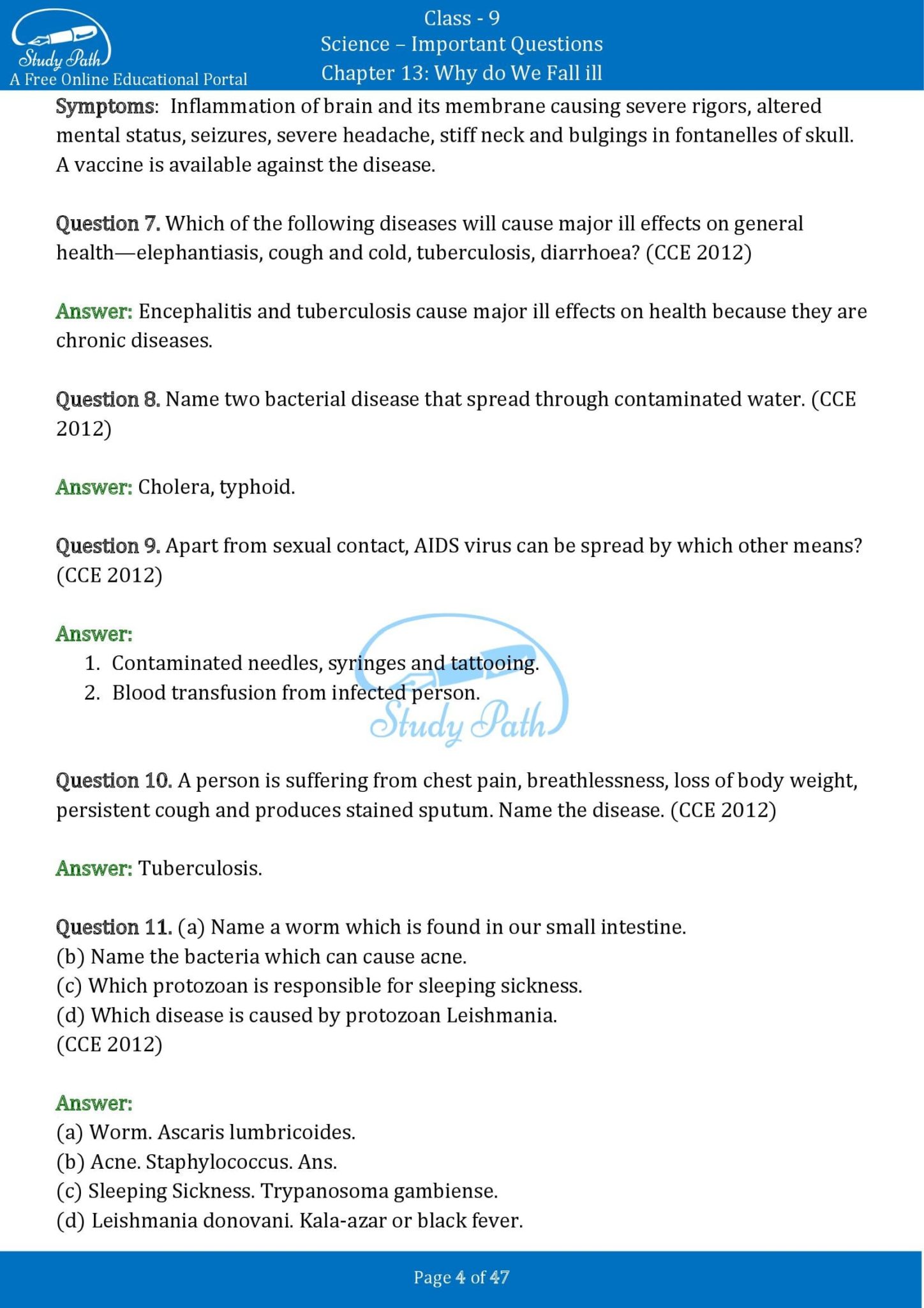 Important Questions For Class 9 Science Chapter 13 Why Do We Fall Ill important-questions-for-class-9-science-chapter-13-why-do-we-fall-ill