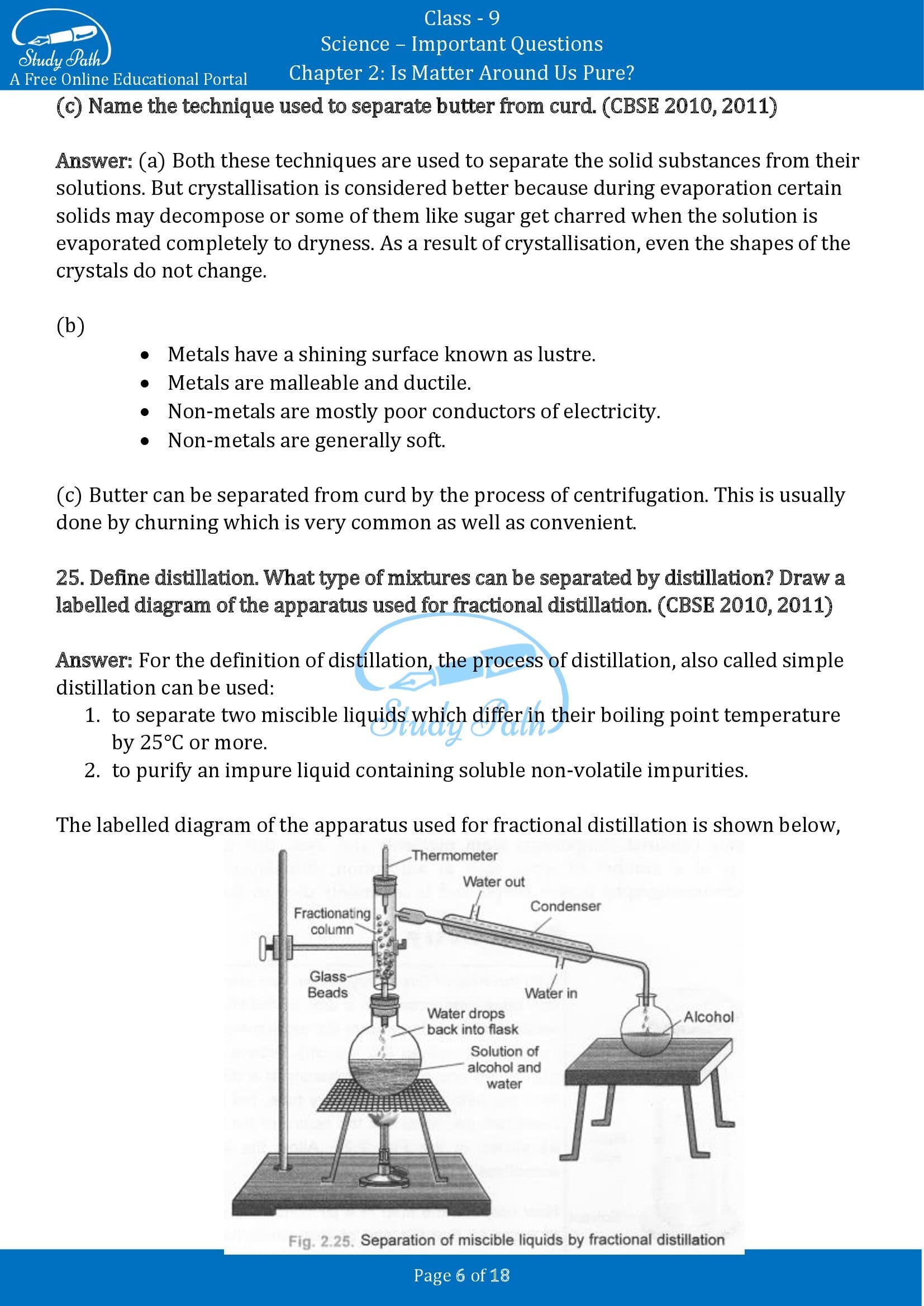 case study based questions on is matter around us pure