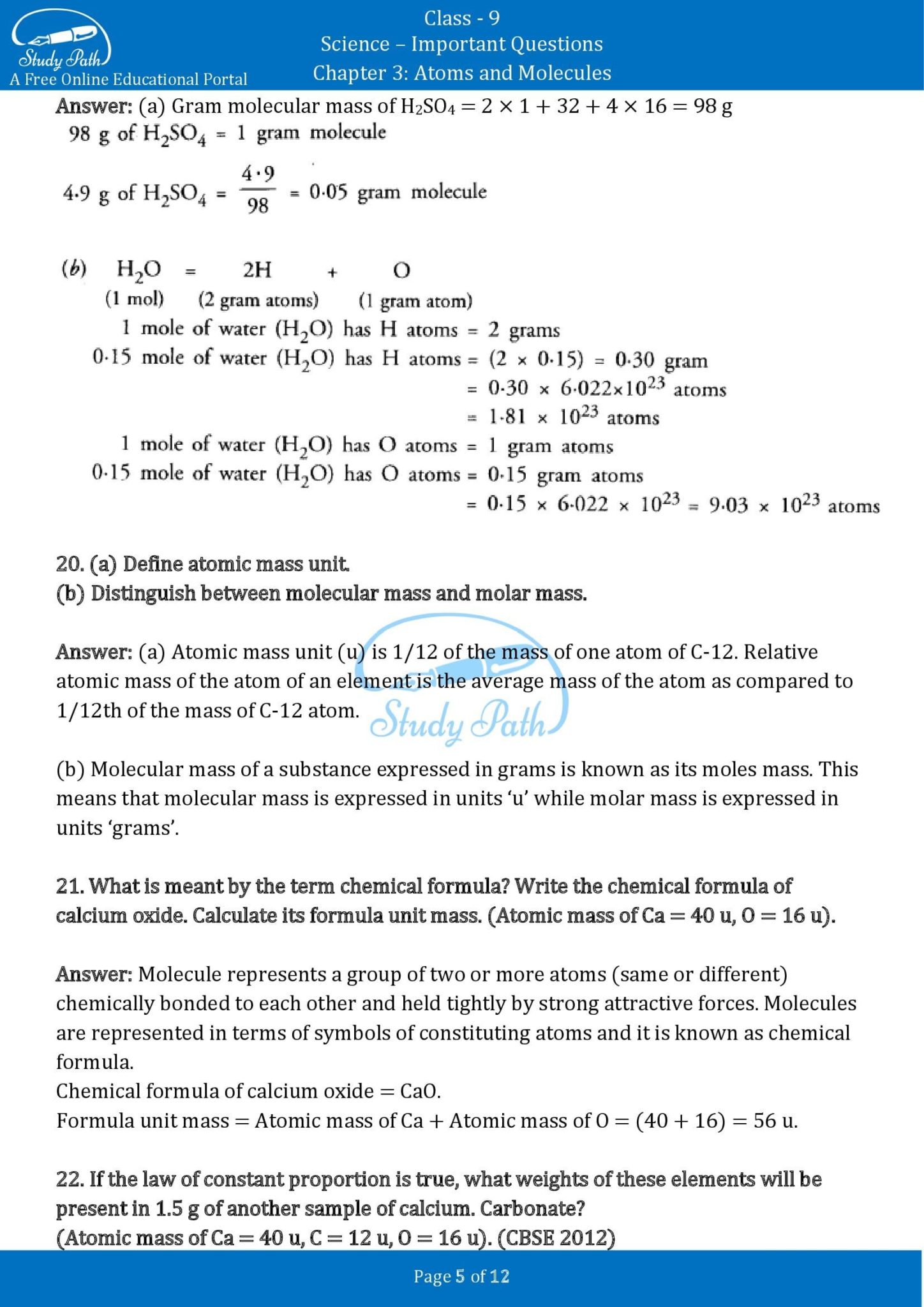 case study questions for class 9 science chapter 3