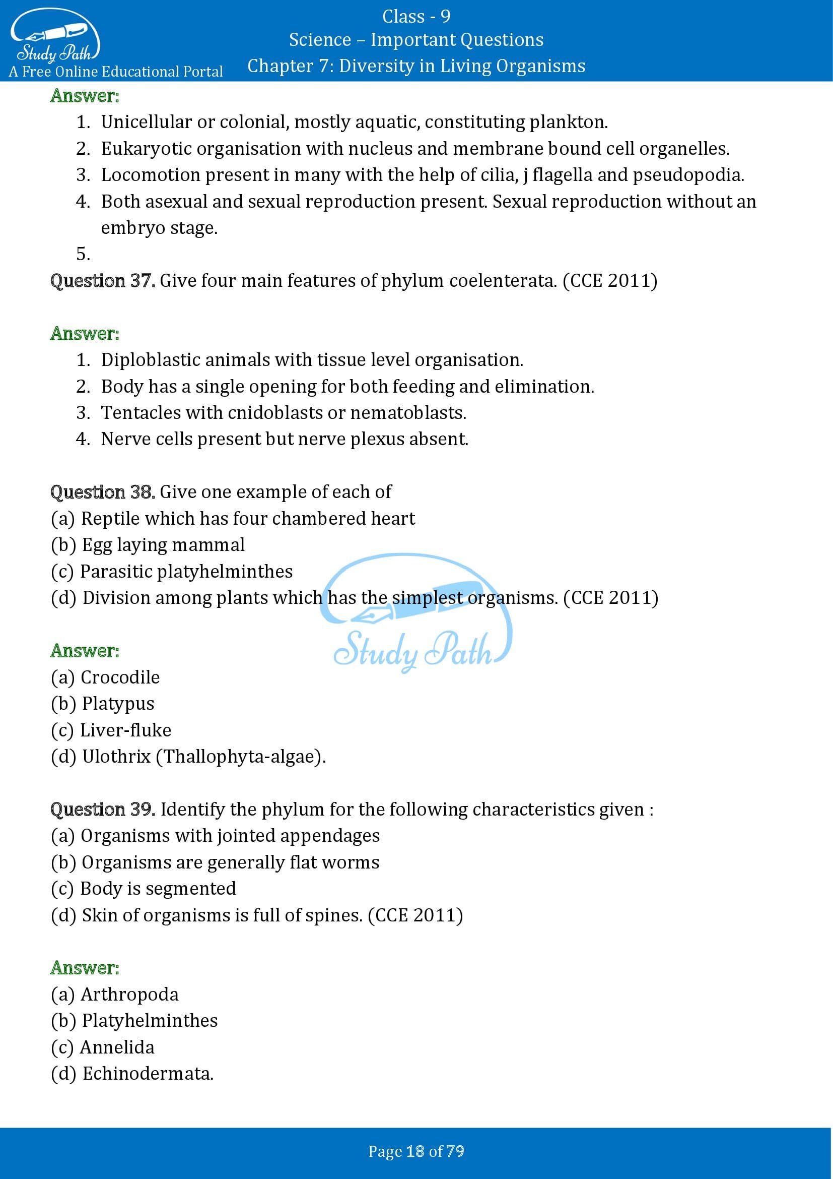 Important Questions for Class 9 Science Chapter 7 Diversity in Living Organisms 00018