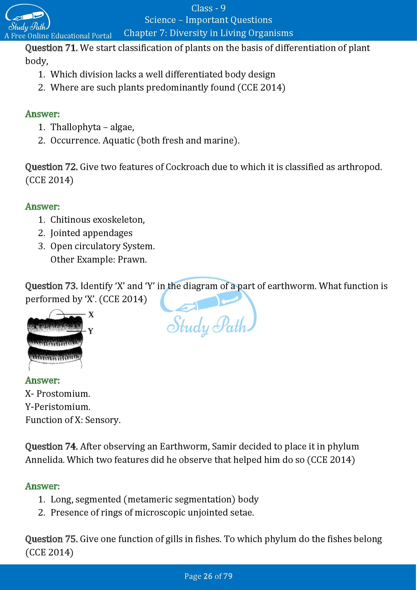 Important Questions for Class 9 Science Chapter 7 Diversity in Living Organisms 00026