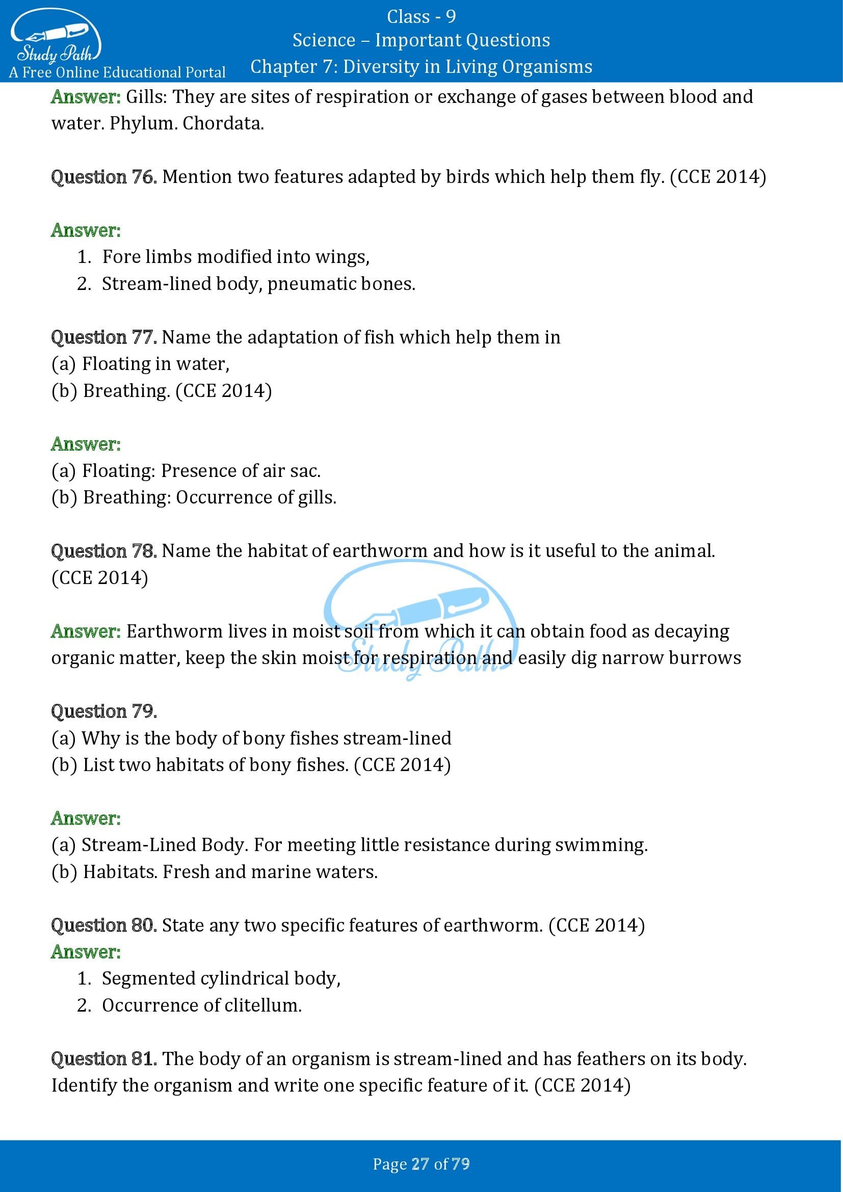 Important Questions for Class 9 Science Chapter 7 Diversity in Living Organisms 00027