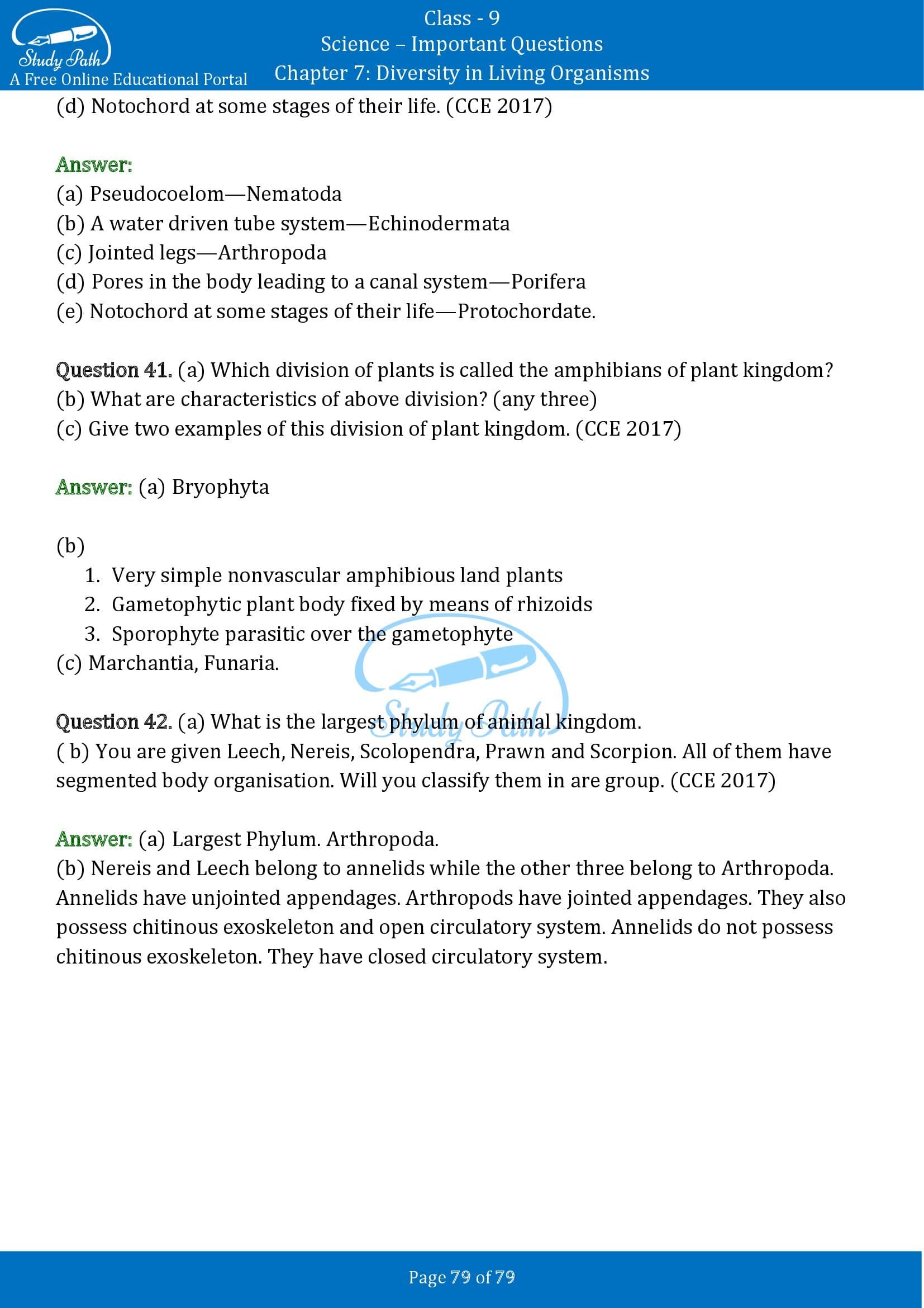 Important Questions for Class 9 Science Chapter 7 Diversity in Living Organisms 00079