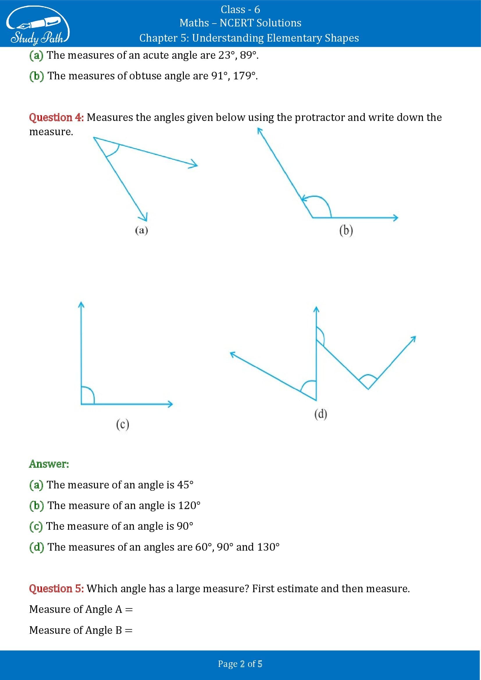 NCERT Solutions for Class 6 Maths Chapter 5 Understanding Elementary Shapes Exercise 5.4 0002