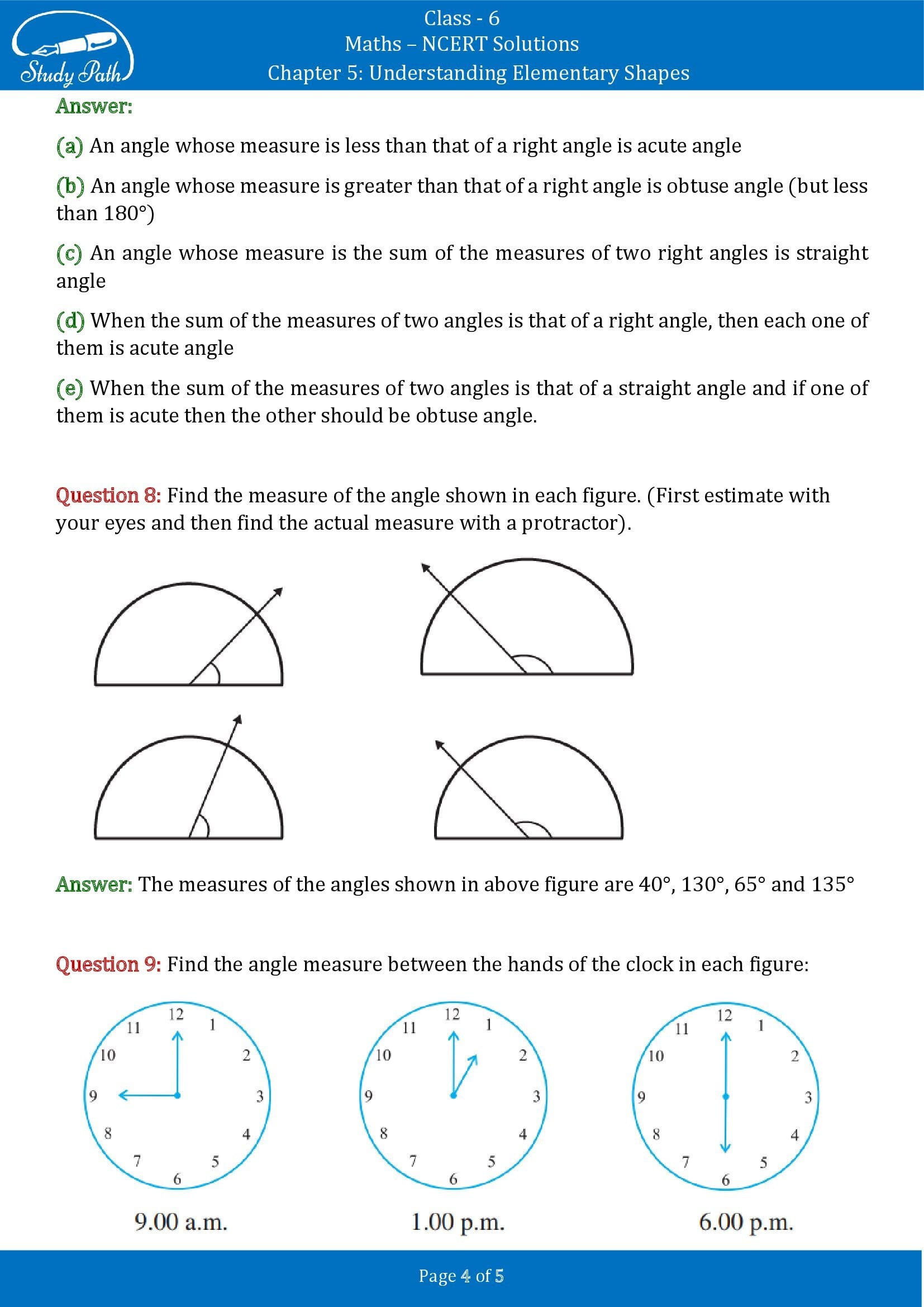 NCERT Solutions for Class 6 Maths Chapter 5 Understanding Elementary Shapes Exercise 5.4 0004