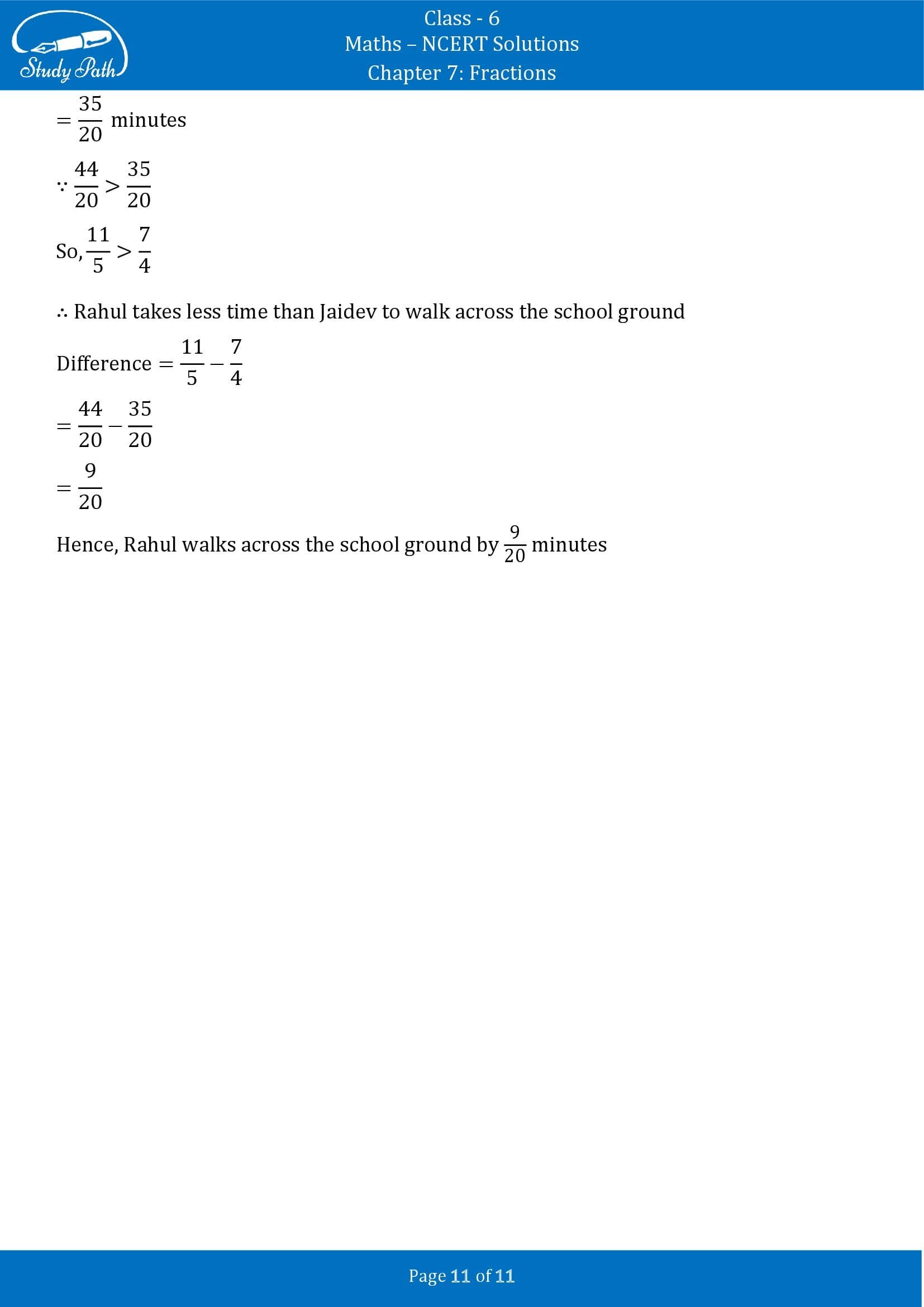 NCERT Solutions for Class 6 Maths Chapter 7 Fractions Exercise 7.6 0011