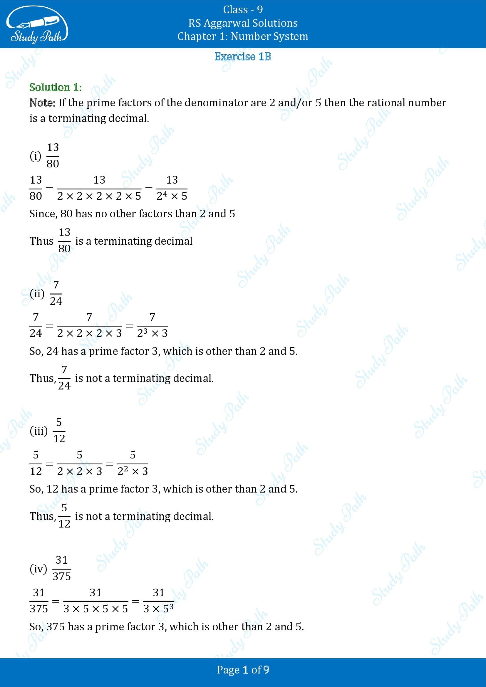 RS Aggarwal Solutions Class 9 Chapter 1 Number System Exercise 1B 00001