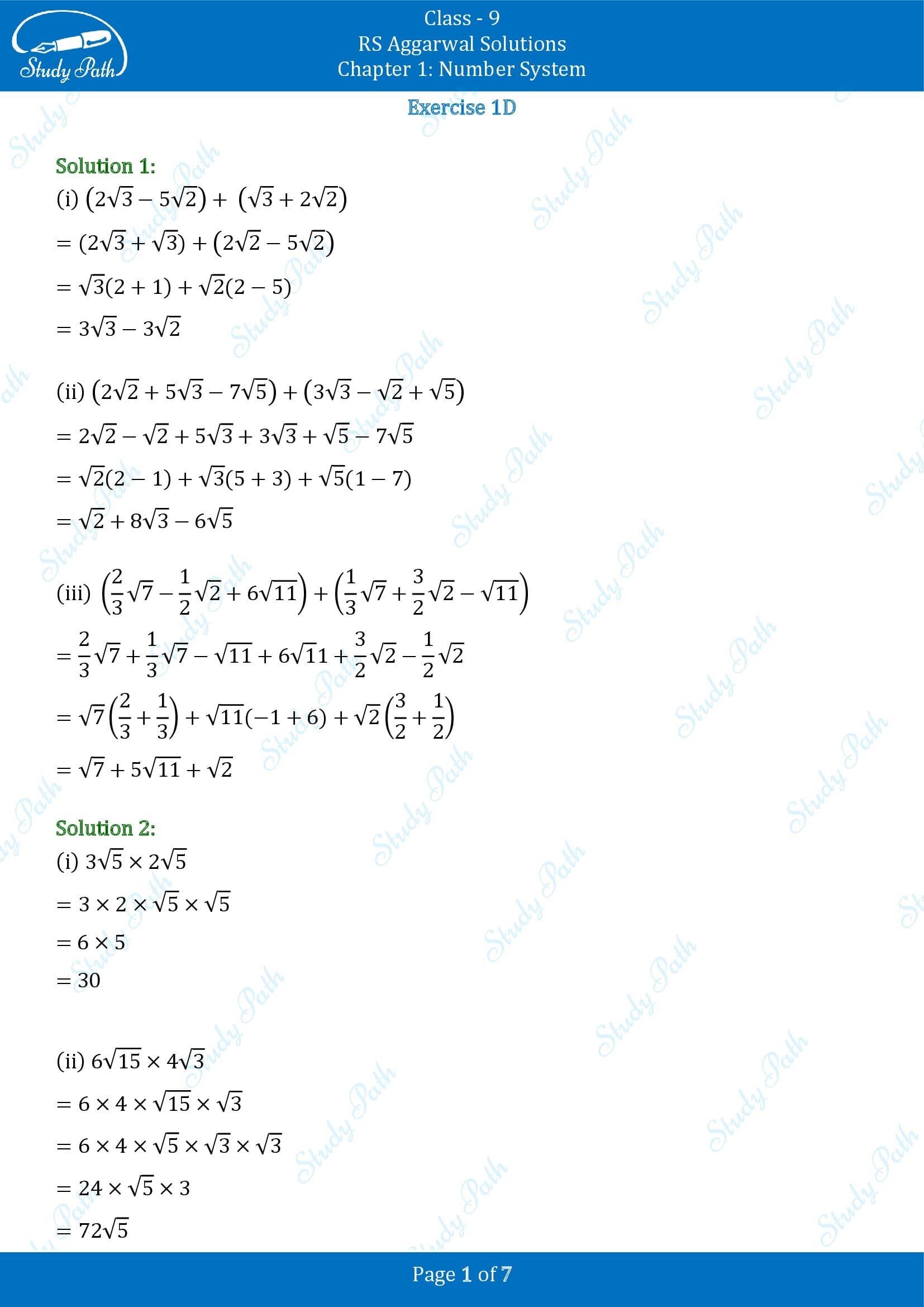 RS Aggarwal Solutions Class 9 Chapter 1 Number System Exercise 1D 00001