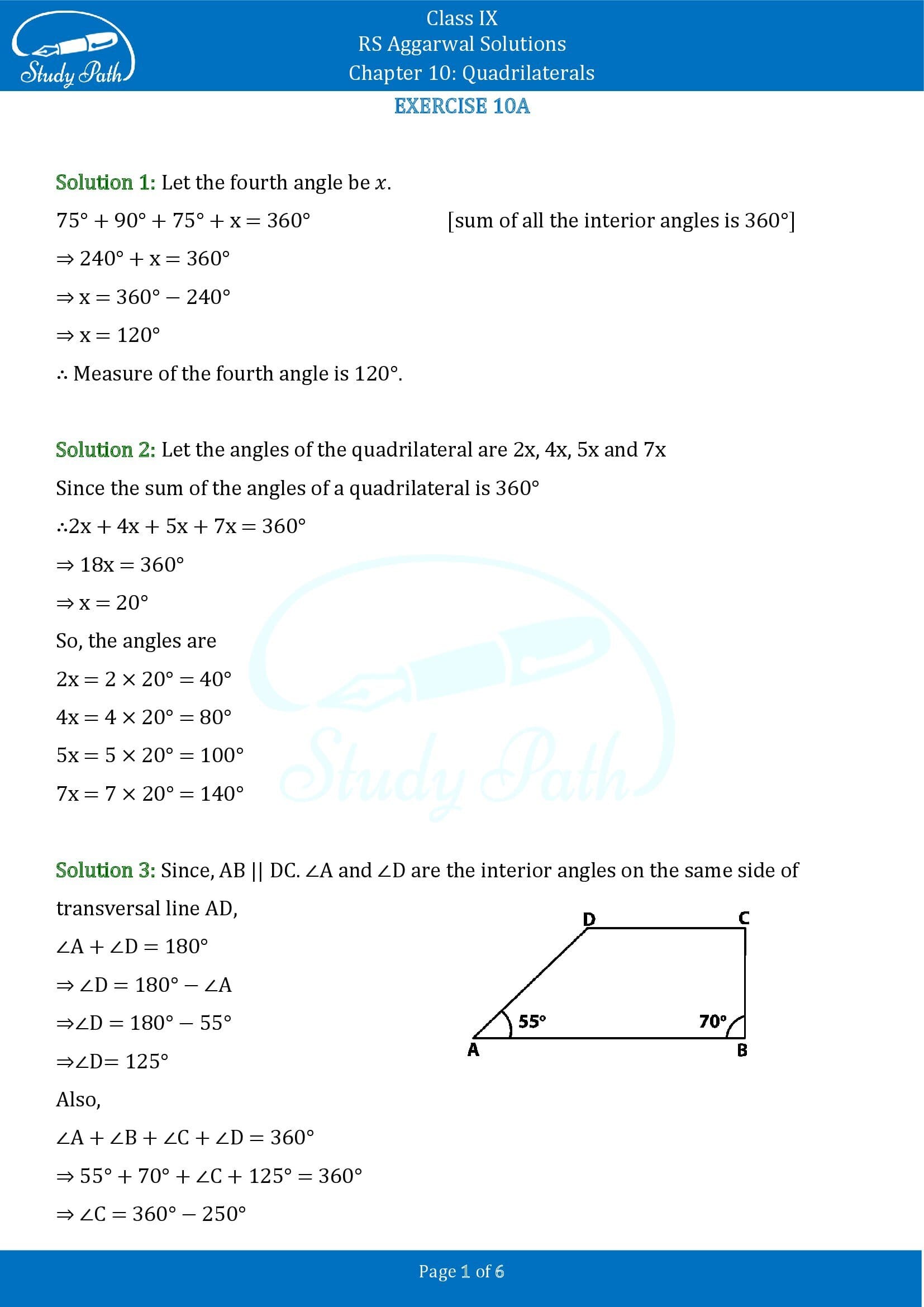 RS Aggarwal Solutions Class 9 Chapter 10 Quadrilaterals Exercise 10A 0001