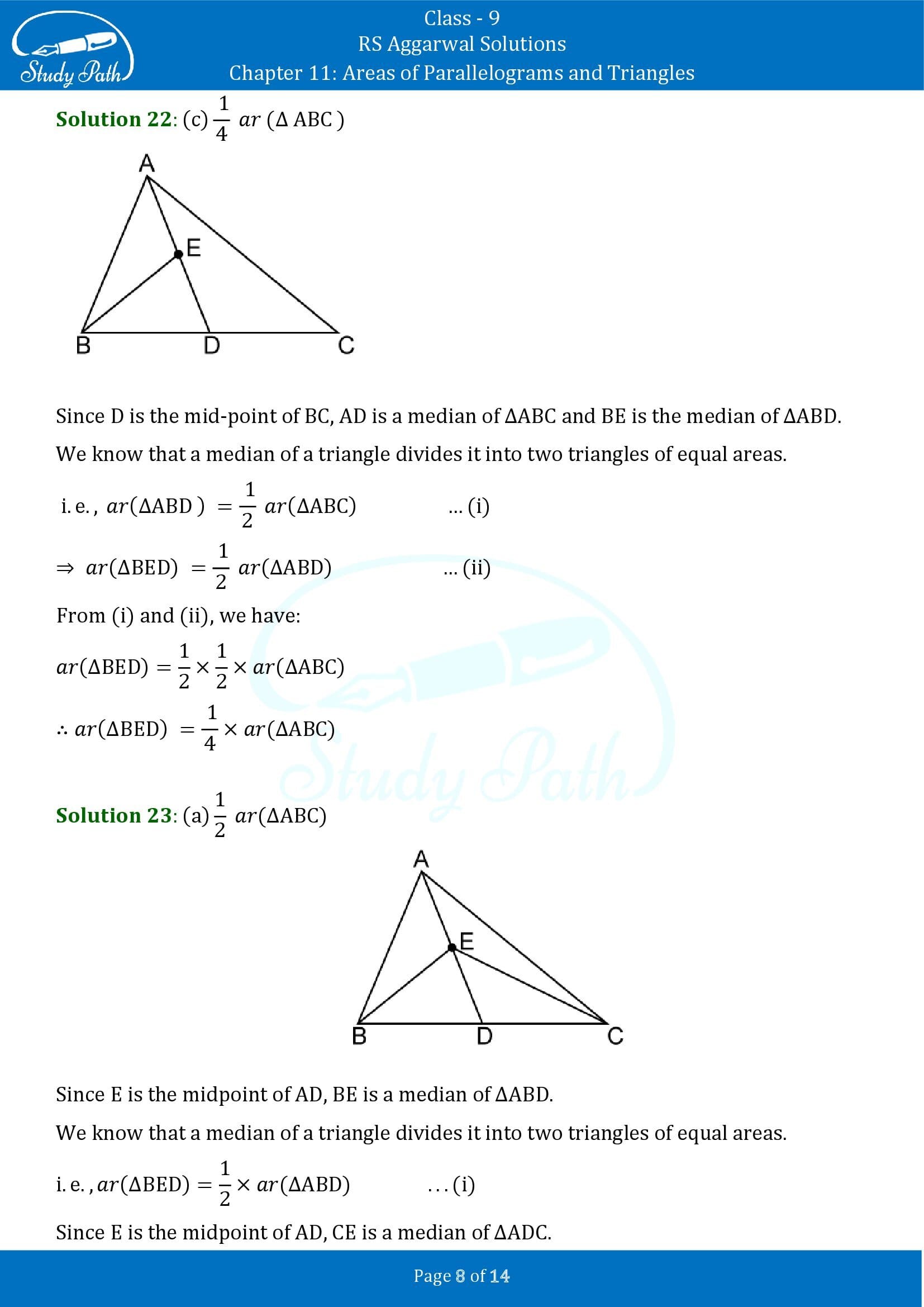RS Aggarwal Solutions Class 9 Chapter 11 Areas of Parallelograms and Triangles Multiple Choice Questions MCQs 00008