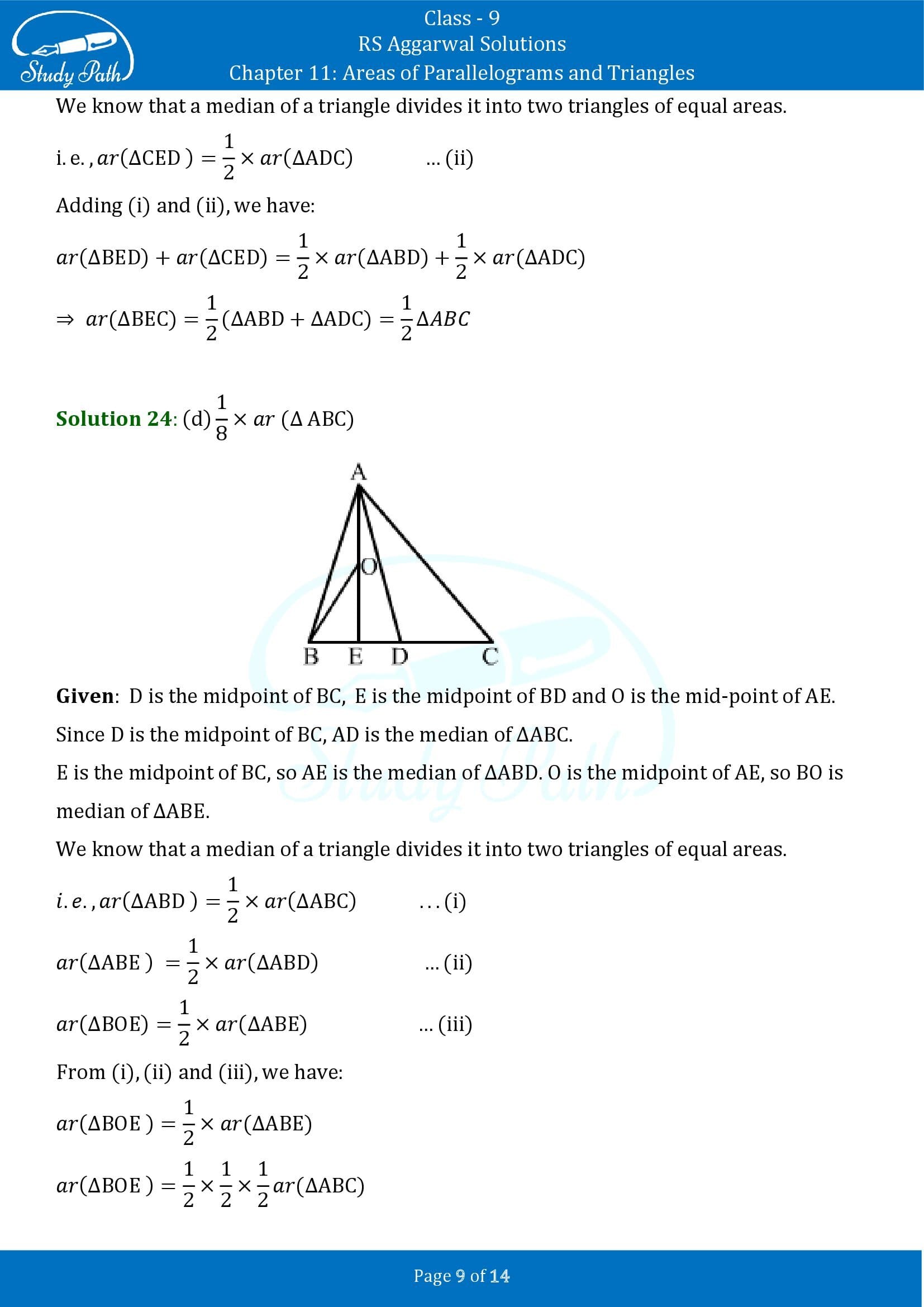 RS Aggarwal Solutions Class 9 Chapter 11 Areas of Parallelograms and Triangles Multiple Choice Questions MCQs 00009