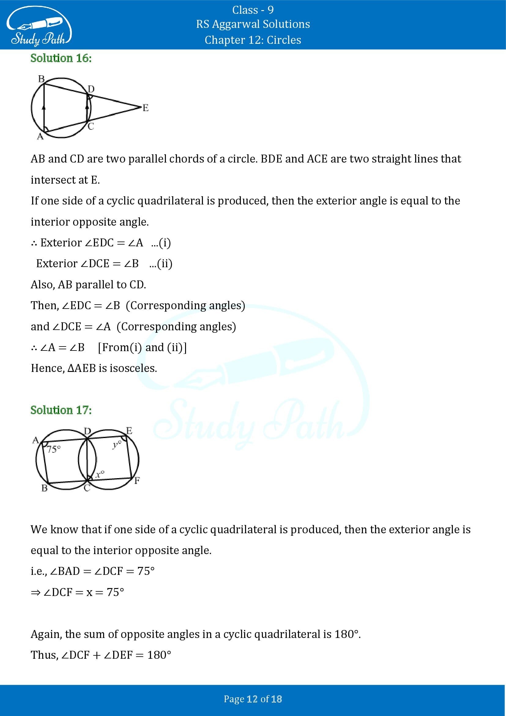 RS Aggarwal Solutions Class 9 Chapter 12 Circles Exercise 12C 00012