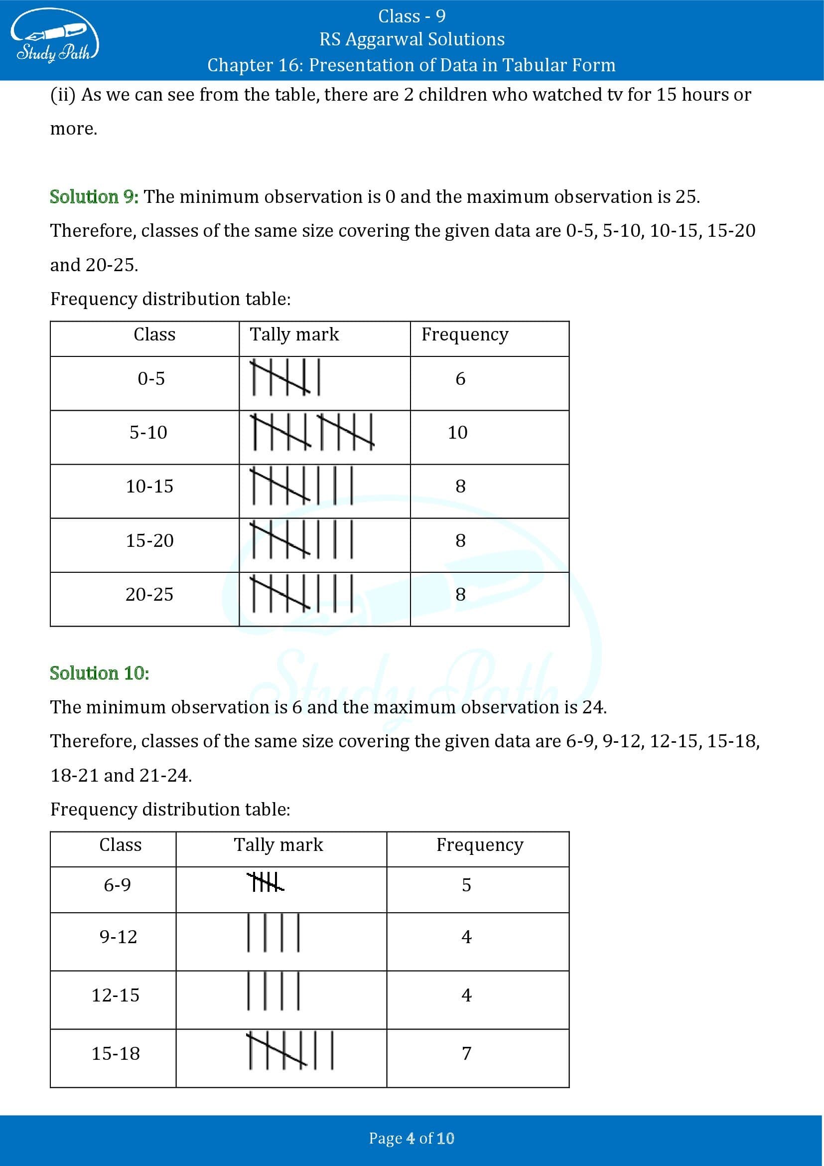 RS Aggarwal Solutions Class 9 Chapter 16 Presentation Of Data In Tabular Form Exercise 16 0004