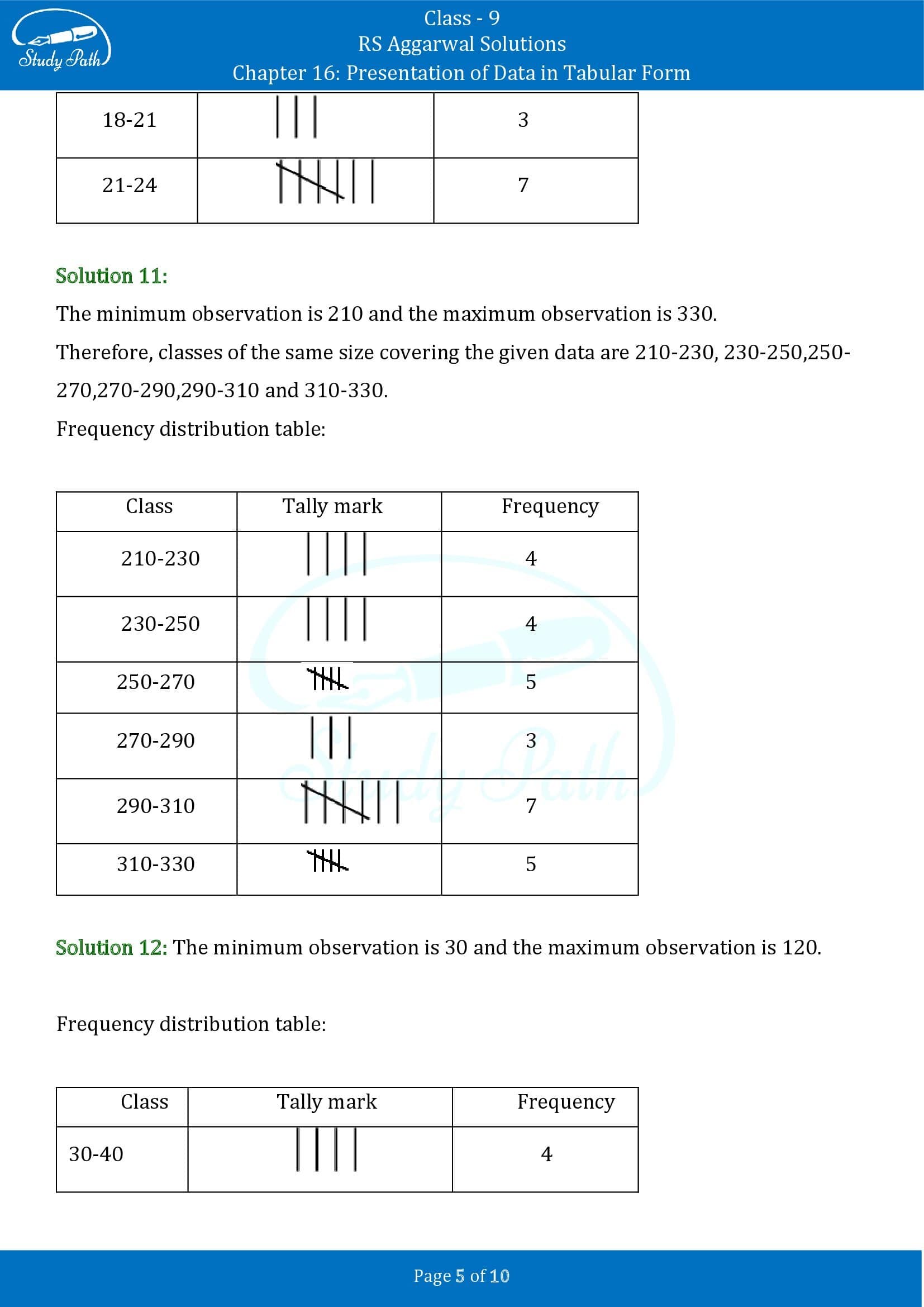 RS Aggarwal Solutions Class 9 Chapter 16 Presentation Of Data In Tabular Form Exercise 16 0005