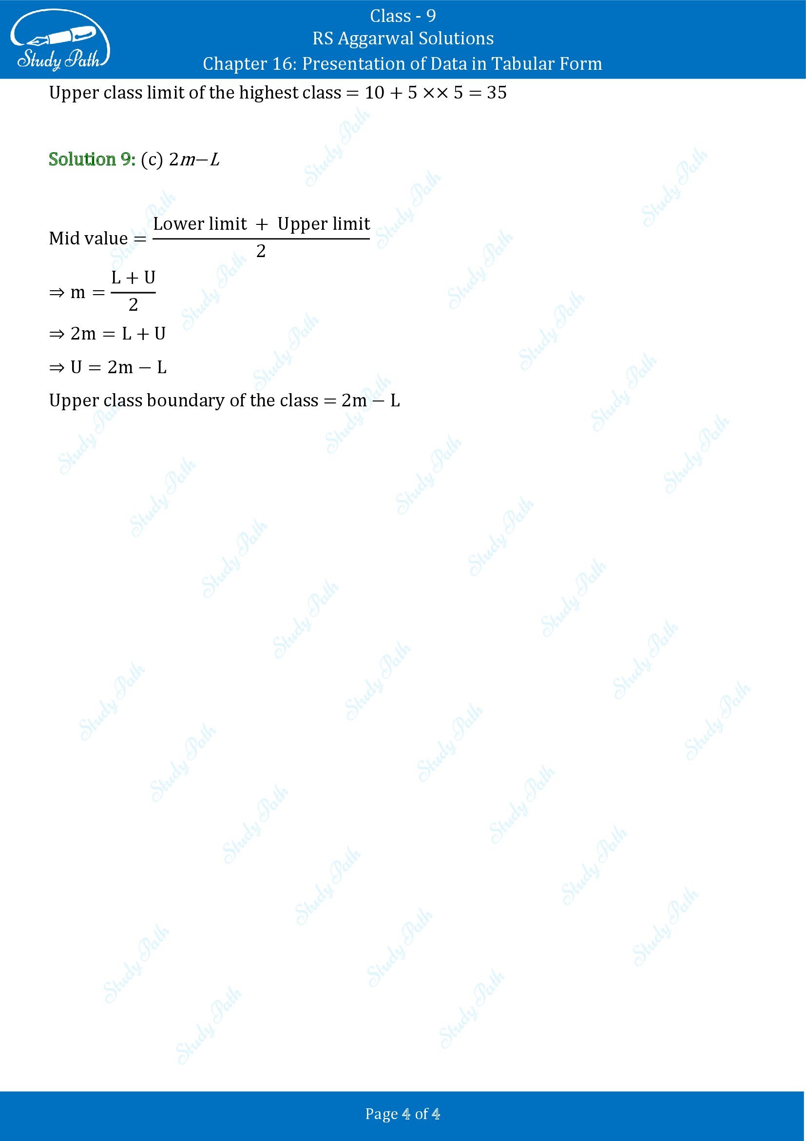 RS Aggarwal Solutions Class 9 Chapter 16 Presentation Of Data In Tabular Form Multiple Choice Questions MCQs 0004