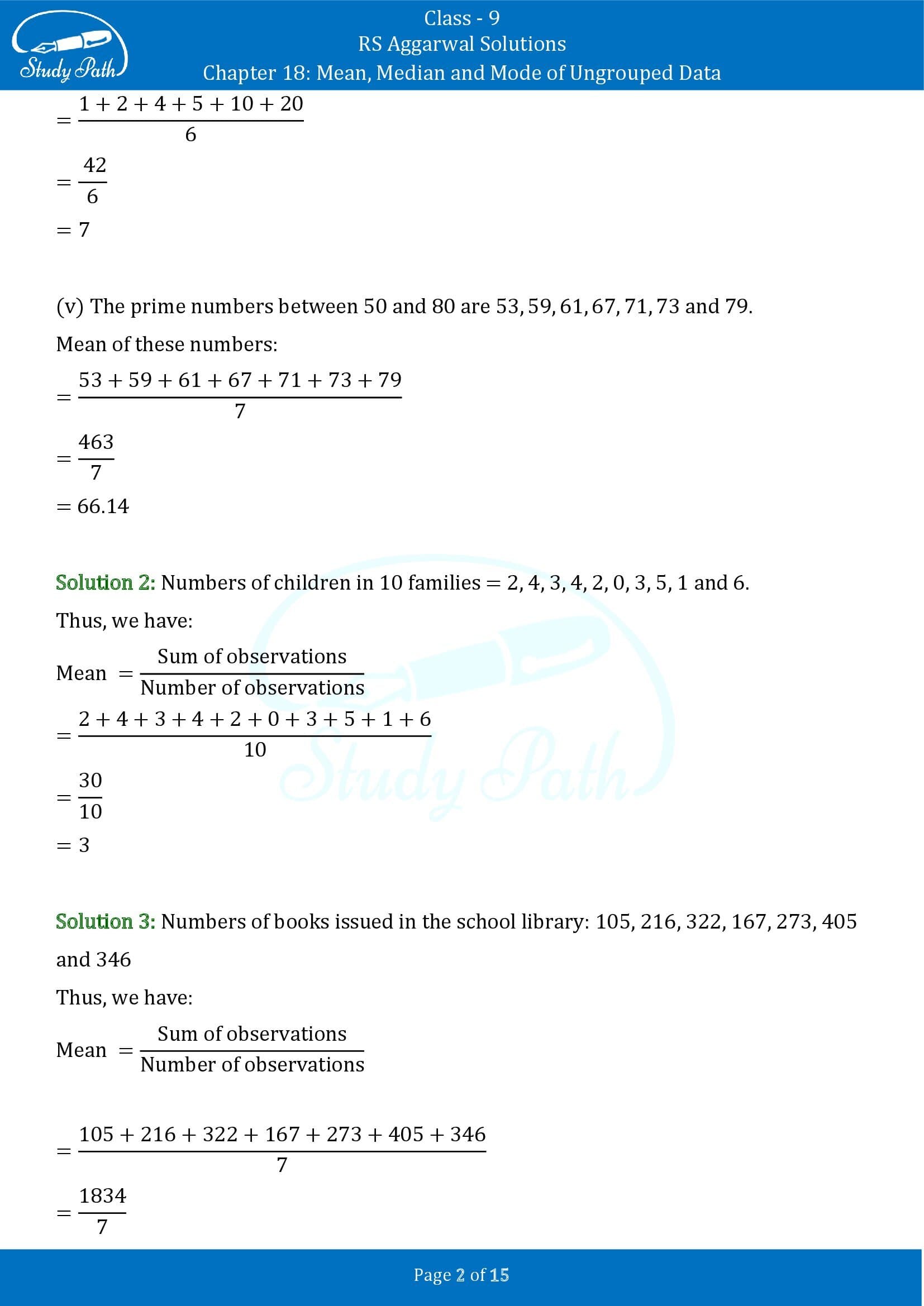 RS Aggarwal Solutions Class 9 Chapter 18 Mean Median and Mode of Ungrouped Data Exercise 18A 00002