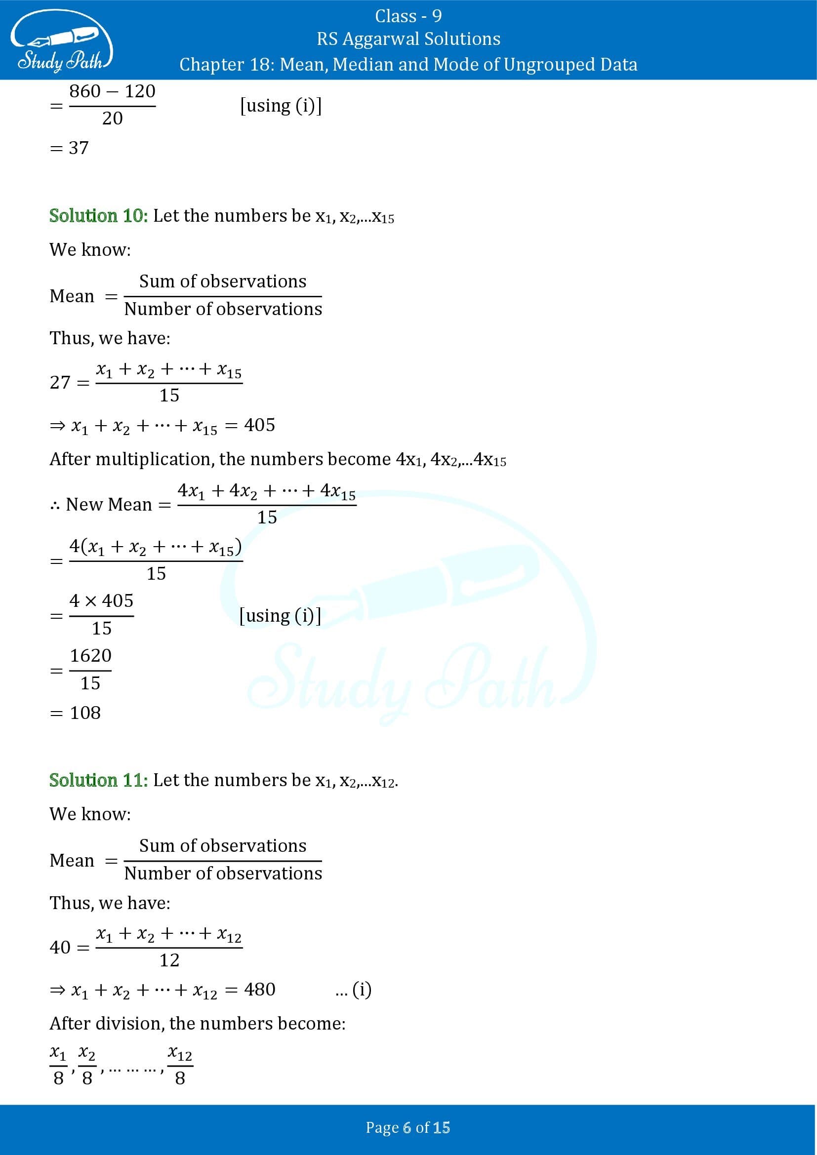 RS Aggarwal Solutions Class 9 Chapter 18 Mean Median and Mode of Ungrouped Data Exercise 18A 00006
