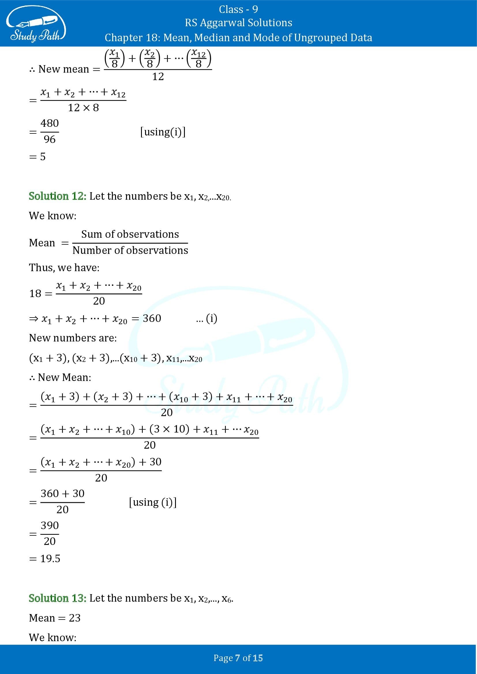 RS Aggarwal Solutions Class 9 Chapter 18 Mean Median and Mode of Ungrouped Data Exercise 18A 00007