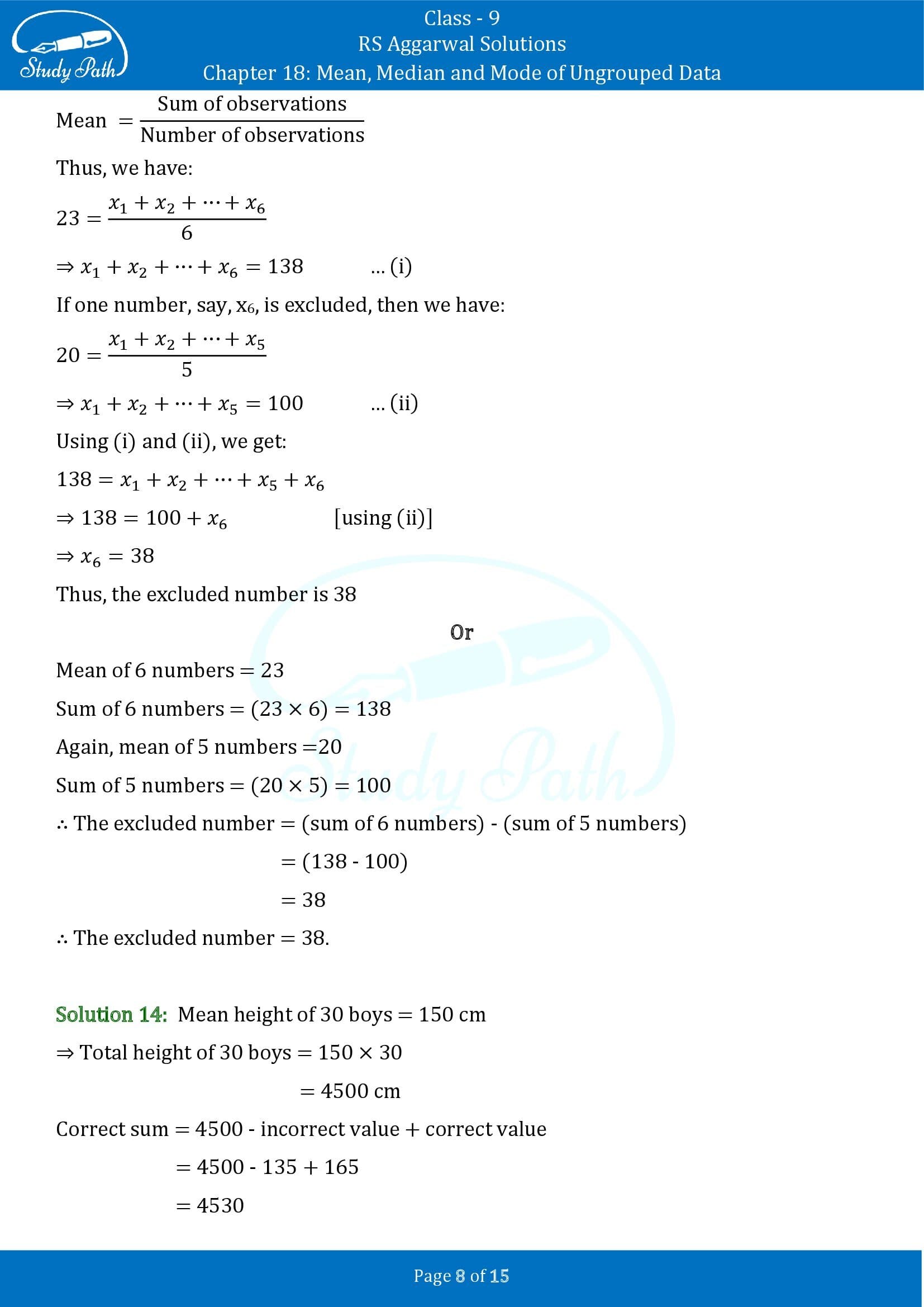 RS Aggarwal Solutions Class 9 Chapter 18 Mean Median and Mode of Ungrouped Data Exercise 18A 00008