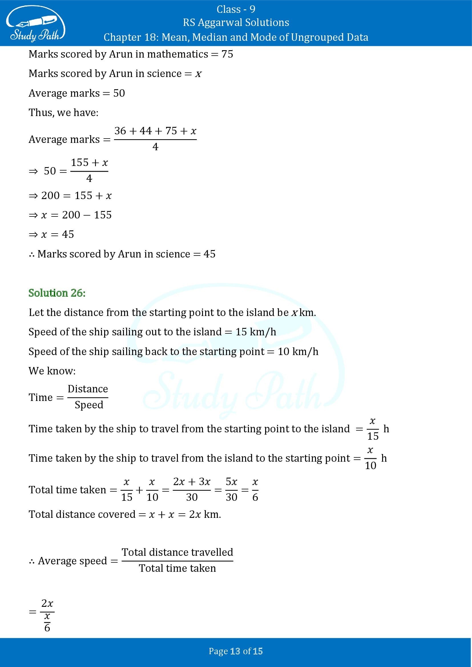 RS Aggarwal Solutions Class 9 Chapter 18 Mean Median and Mode of Ungrouped Data Exercise 18A 00013