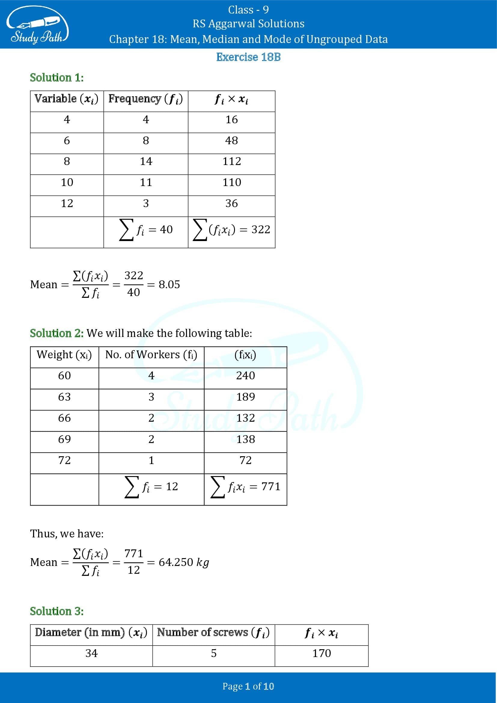 RS Aggarwal Solutions Class 9 Chapter 18 Mean Median and Mode of Ungrouped Data Exercise 18B 00001