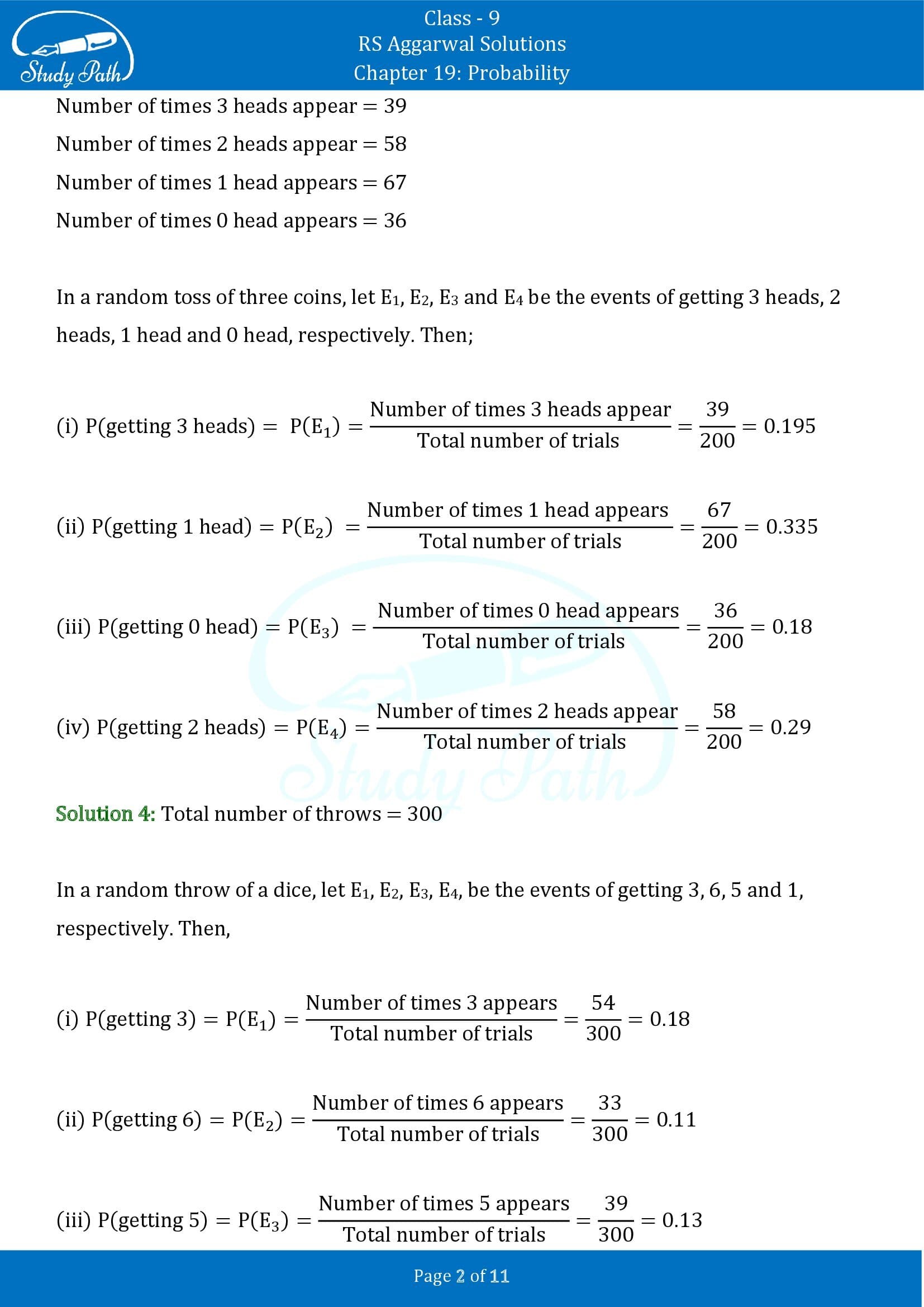 RS Aggarwal Solutions Class 9 Chapter 19 Probability Exercise 19 00002