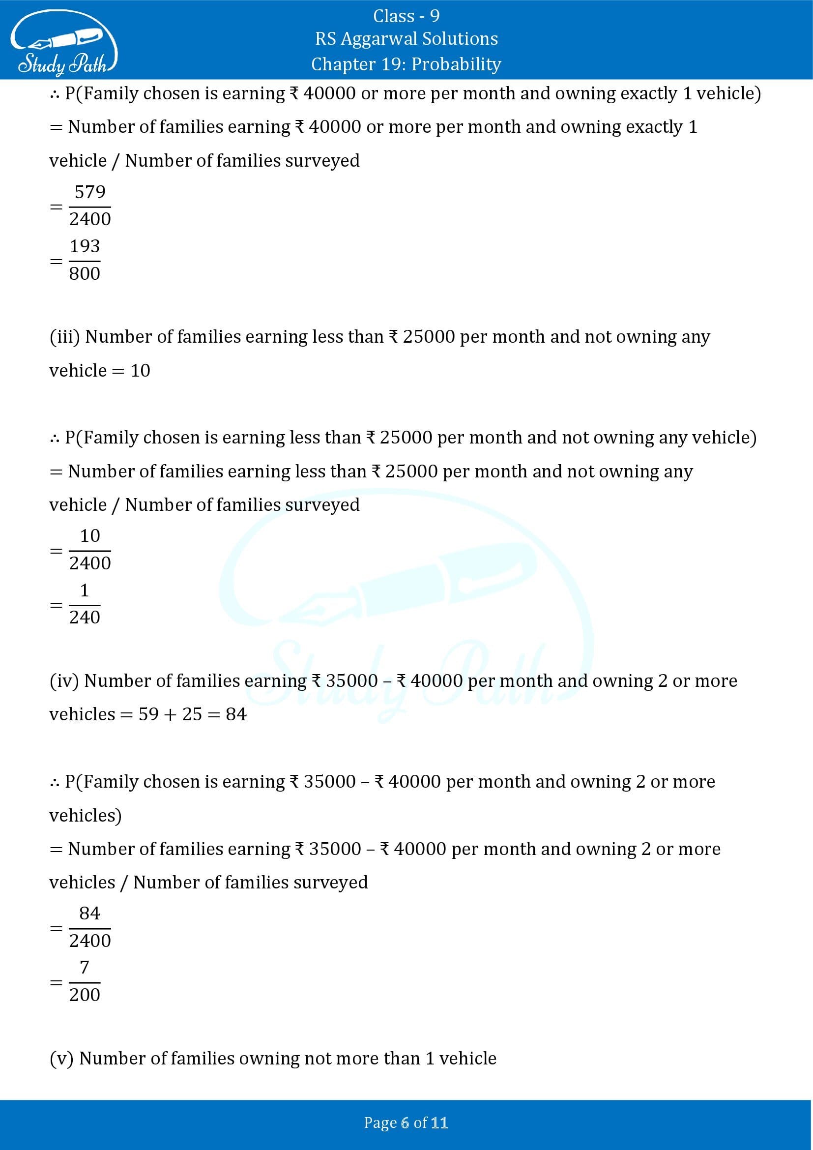 RS Aggarwal Solutions Class 9 Chapter 19 Probability Exercise 19 00006