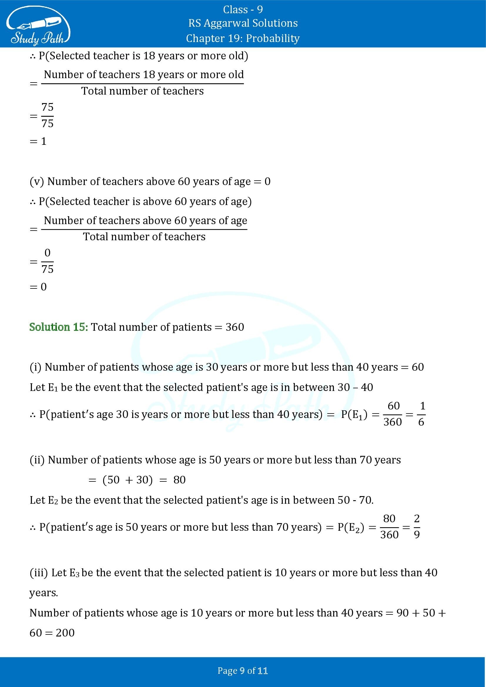 RS Aggarwal Solutions Class 9 Chapter 19 Probability Exercise 19 00009