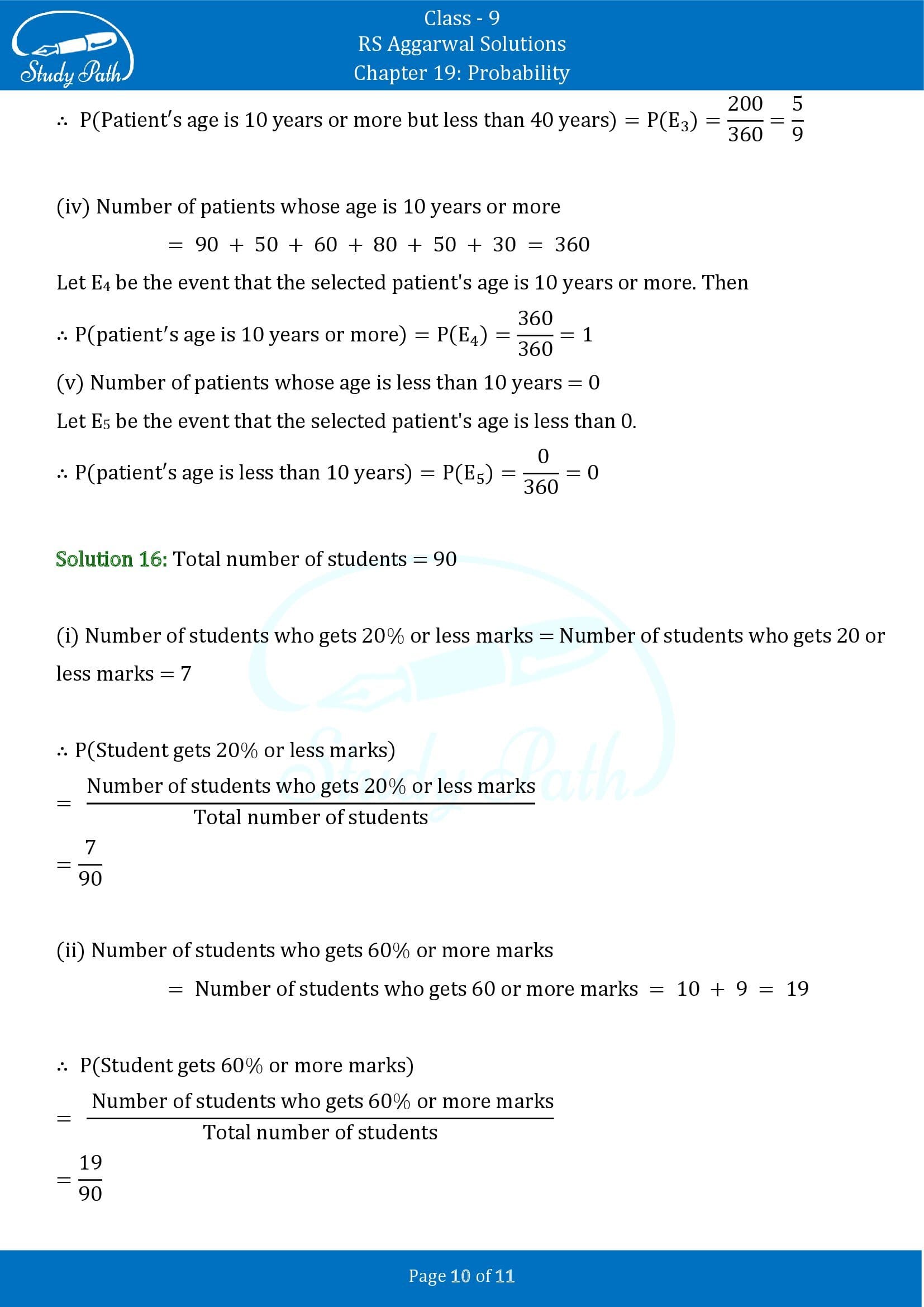 RS Aggarwal Solutions Class 9 Chapter 19 Probability Exercise 19 00010